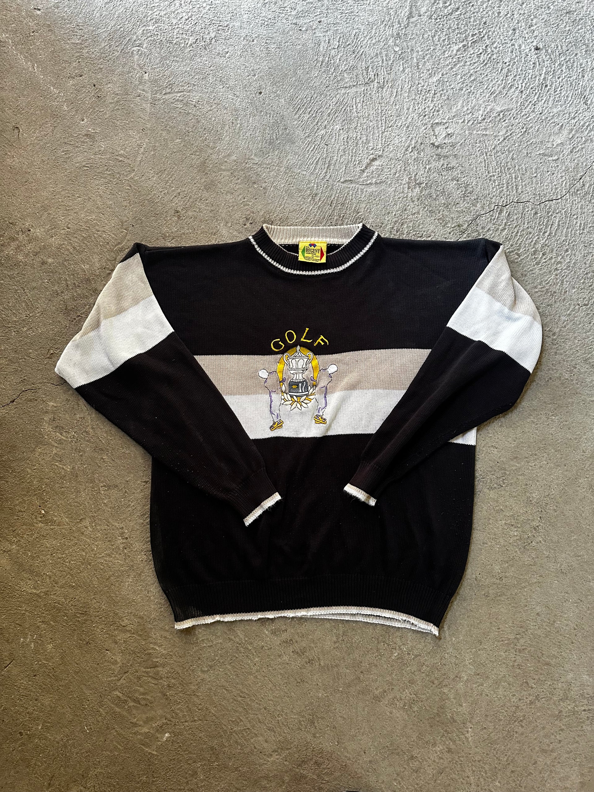 Vintage Golf Club Sweatshirt 90s | Striped Knit | Size XL