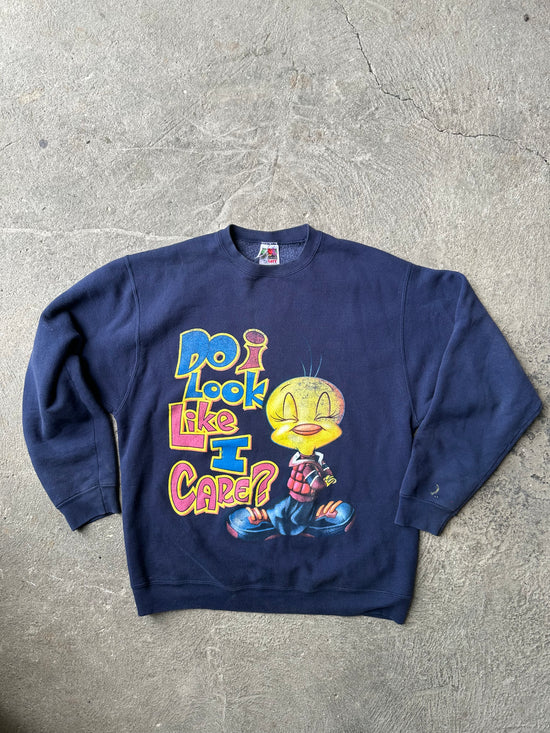 Tweety “Do I Look Like I Care?” 90s Sweatshirt | Size L