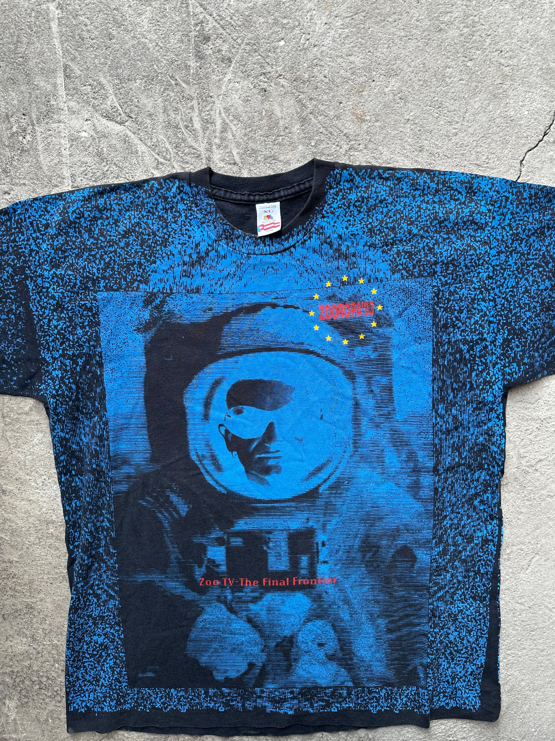 U2 Zoo TV “The Final Frontier” Vintage All Over Print T-shirt | Size L/XL