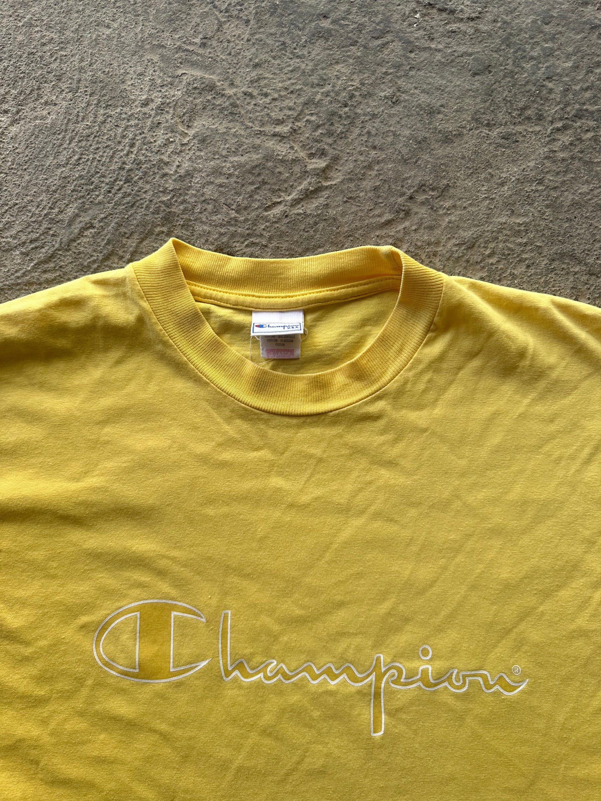 Champion Vintage Single Stitch Tee Yellow | Size XL