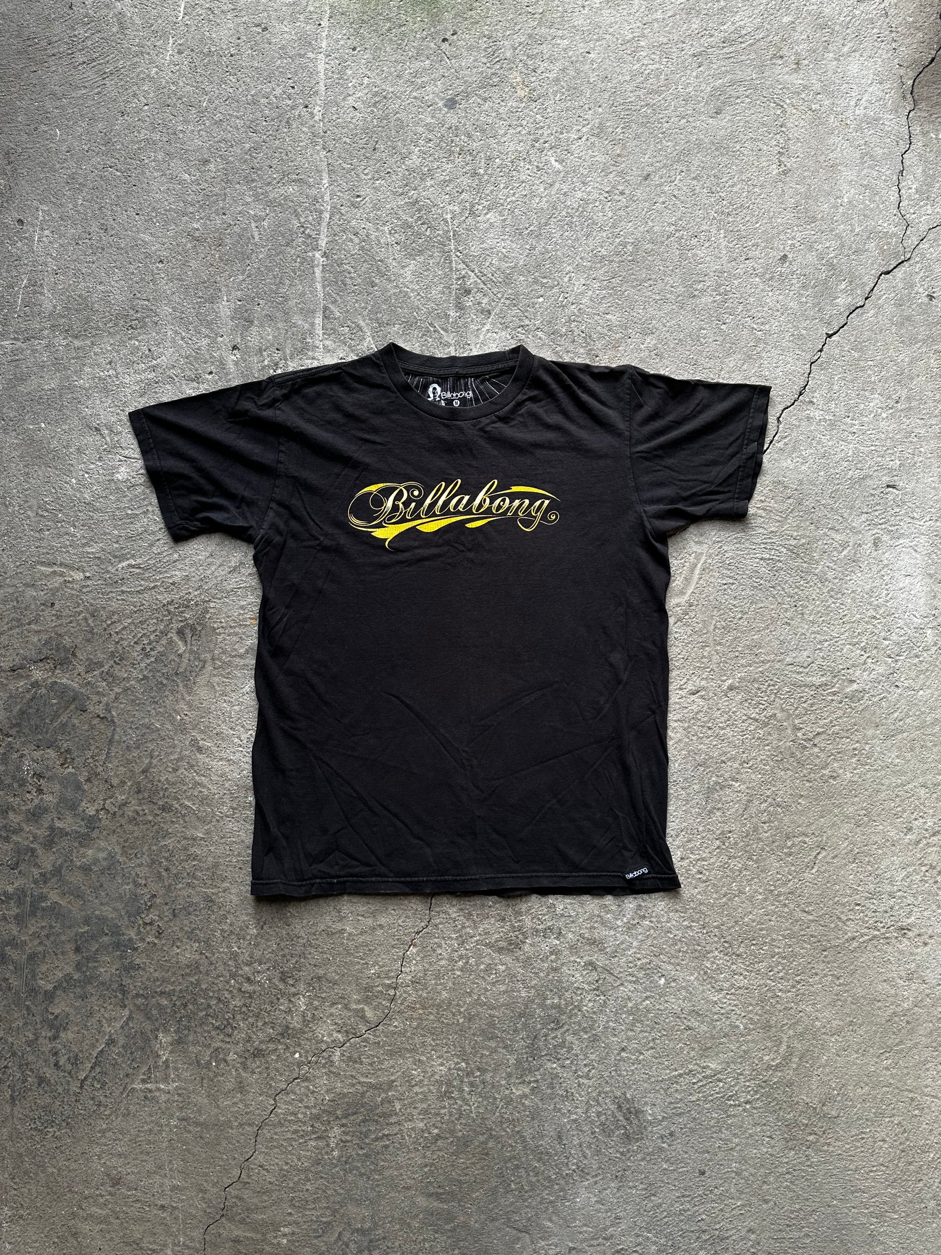 Y2K Billabong Yellow Script Logo Tee | Size S/M