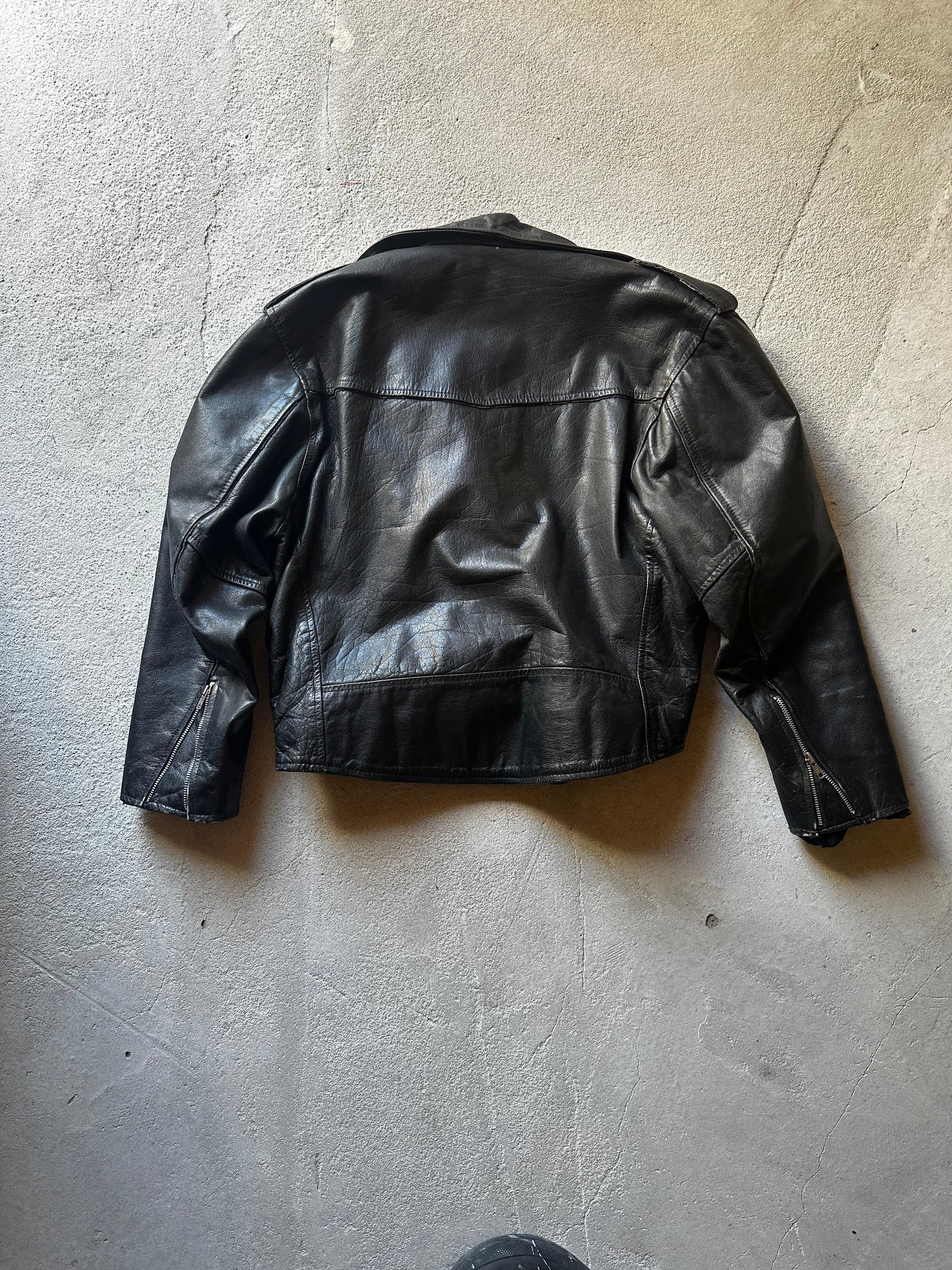 80s Leather NYC Biker Jacket – Black | Size L/XL