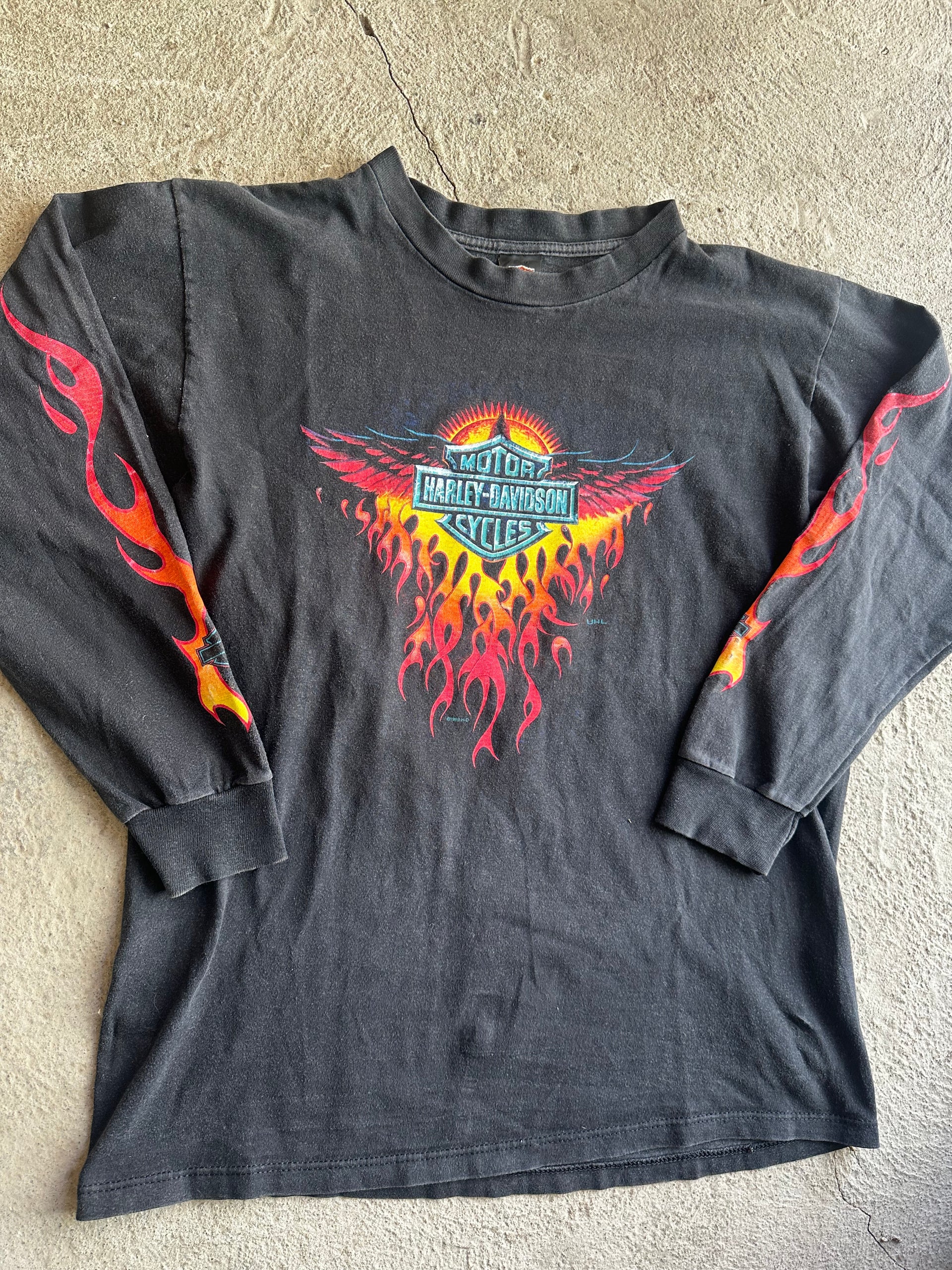 Harley-Davidson Flame Longsleeve 1998 | Made in USA | Size L