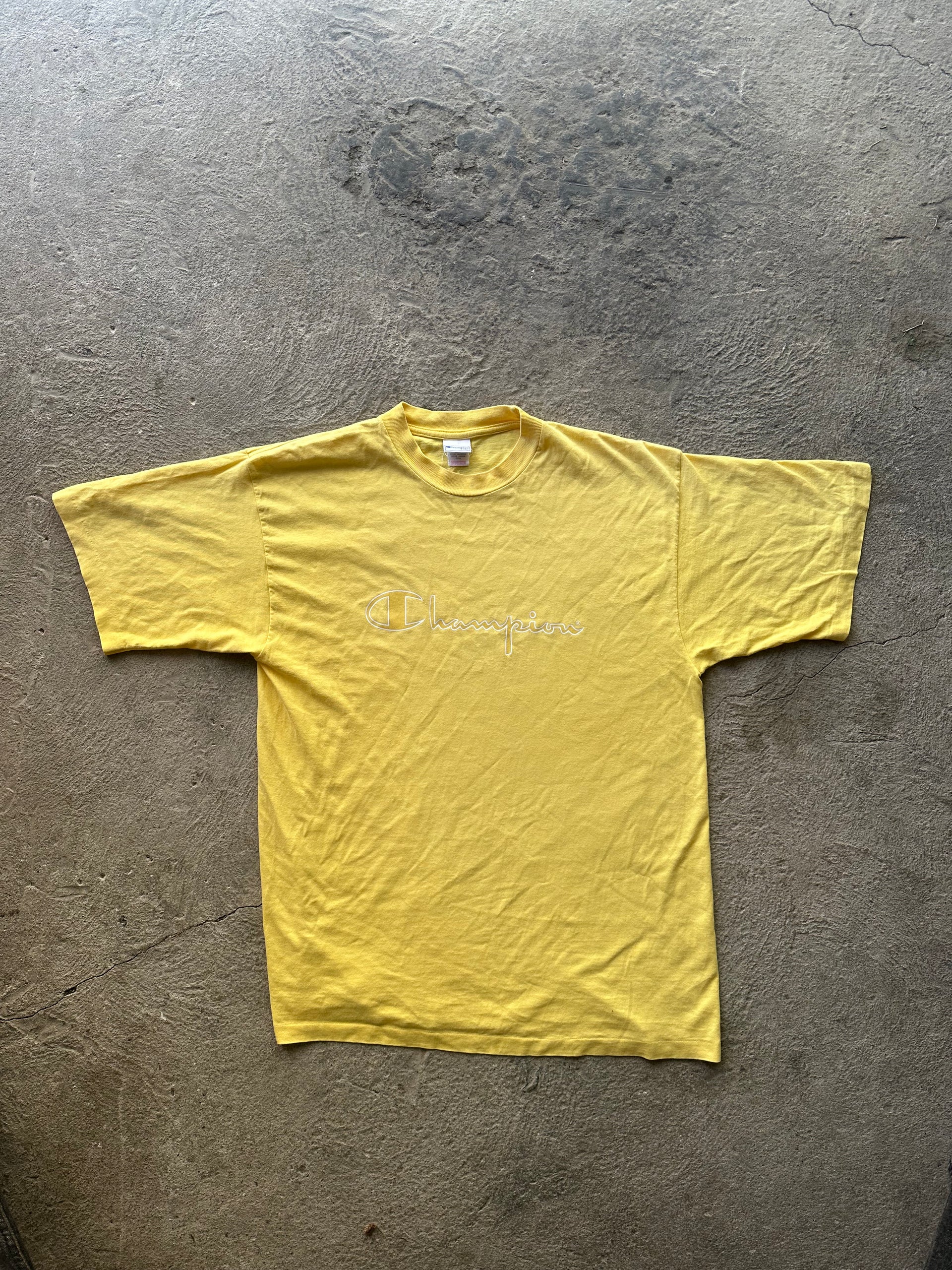 Champion Vintage Single Stitch Tee Yellow | Size XL