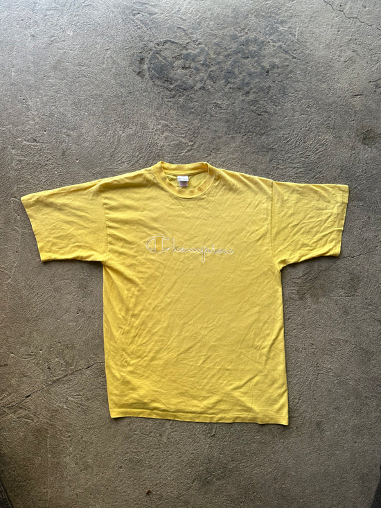 Champion Vintage Single Stitch Tee Yellow | Size XL