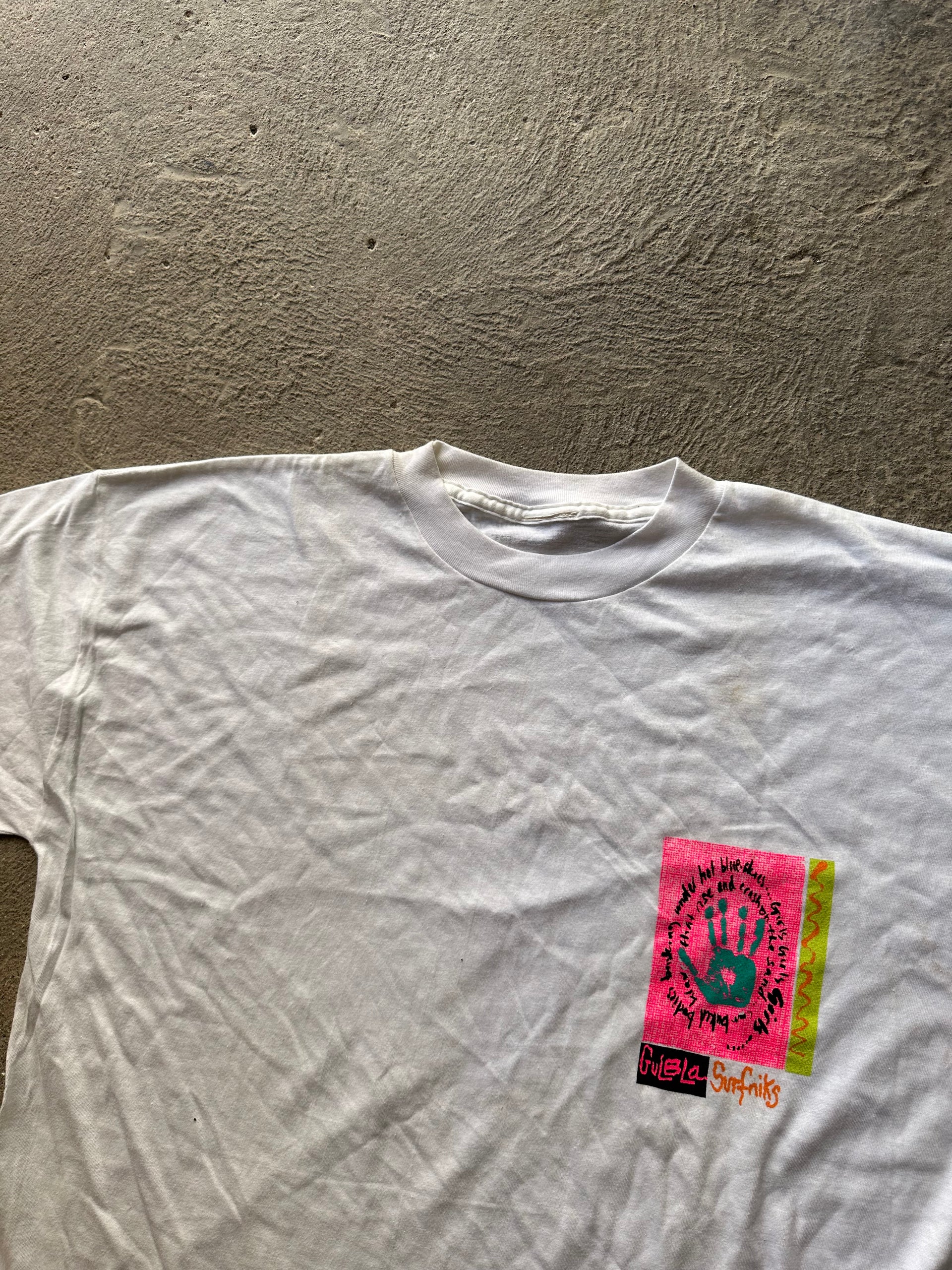 Vintage Gul & Blå Surfer Tee | Size XL