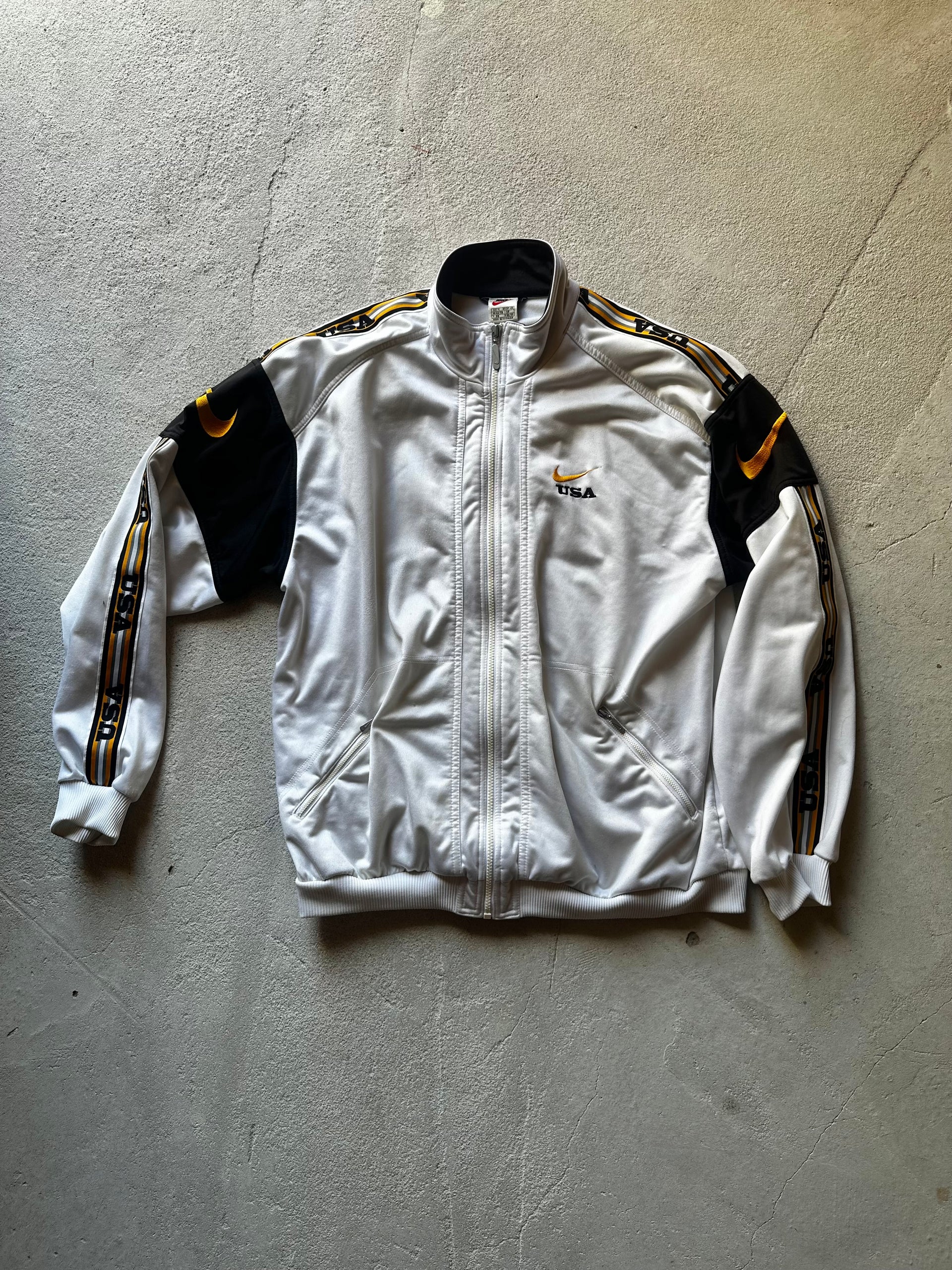 Nike USA Track Jacket – White/Black/Gold | Size L/XL