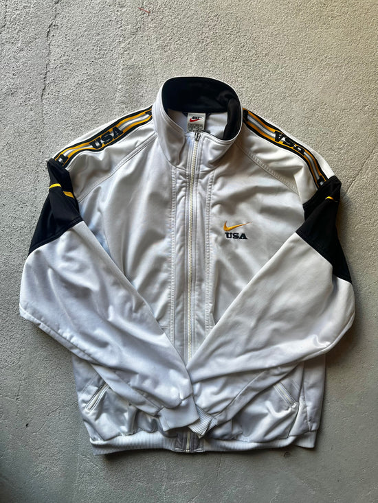 Nike USA Track Jacket – White/Black/Gold | Size L/XL
