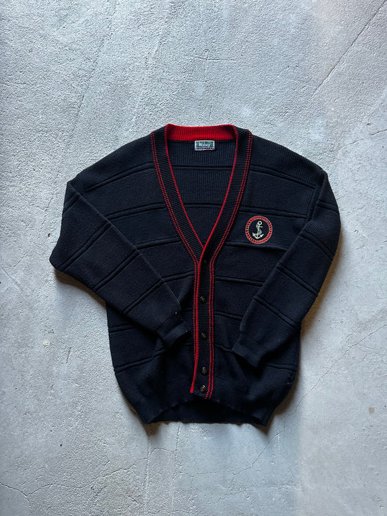 Vintage Wolsey cardigan herr med ankaremblem och röda detaljer-Made in Italy