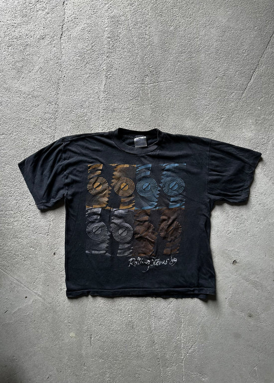 Vintage 1989 Rolling Stones North American Tour t-shirt cracked tongue logo faded black Brockum size unknown