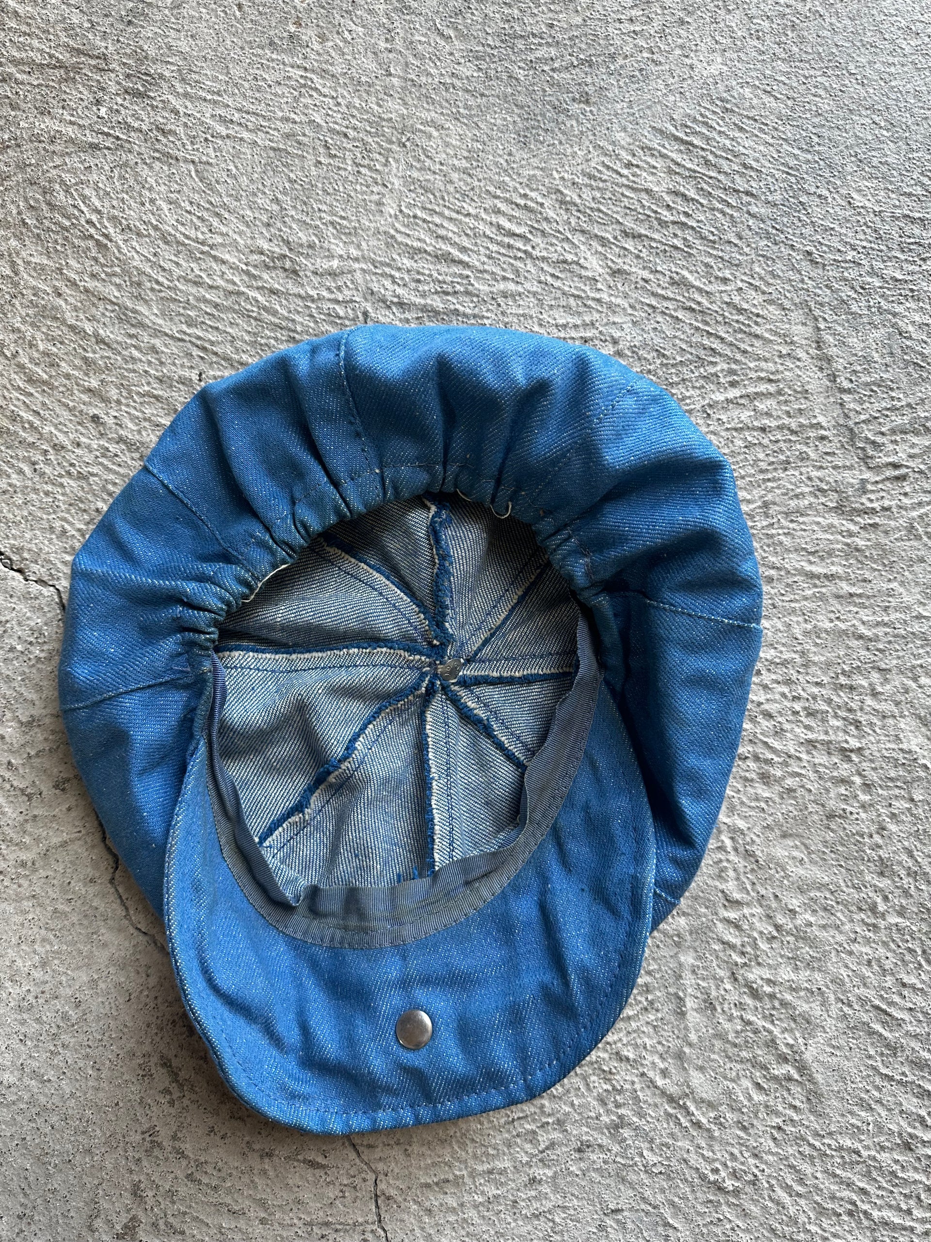 Vintage Faded Blue Newsboy Cap | 70s–80s