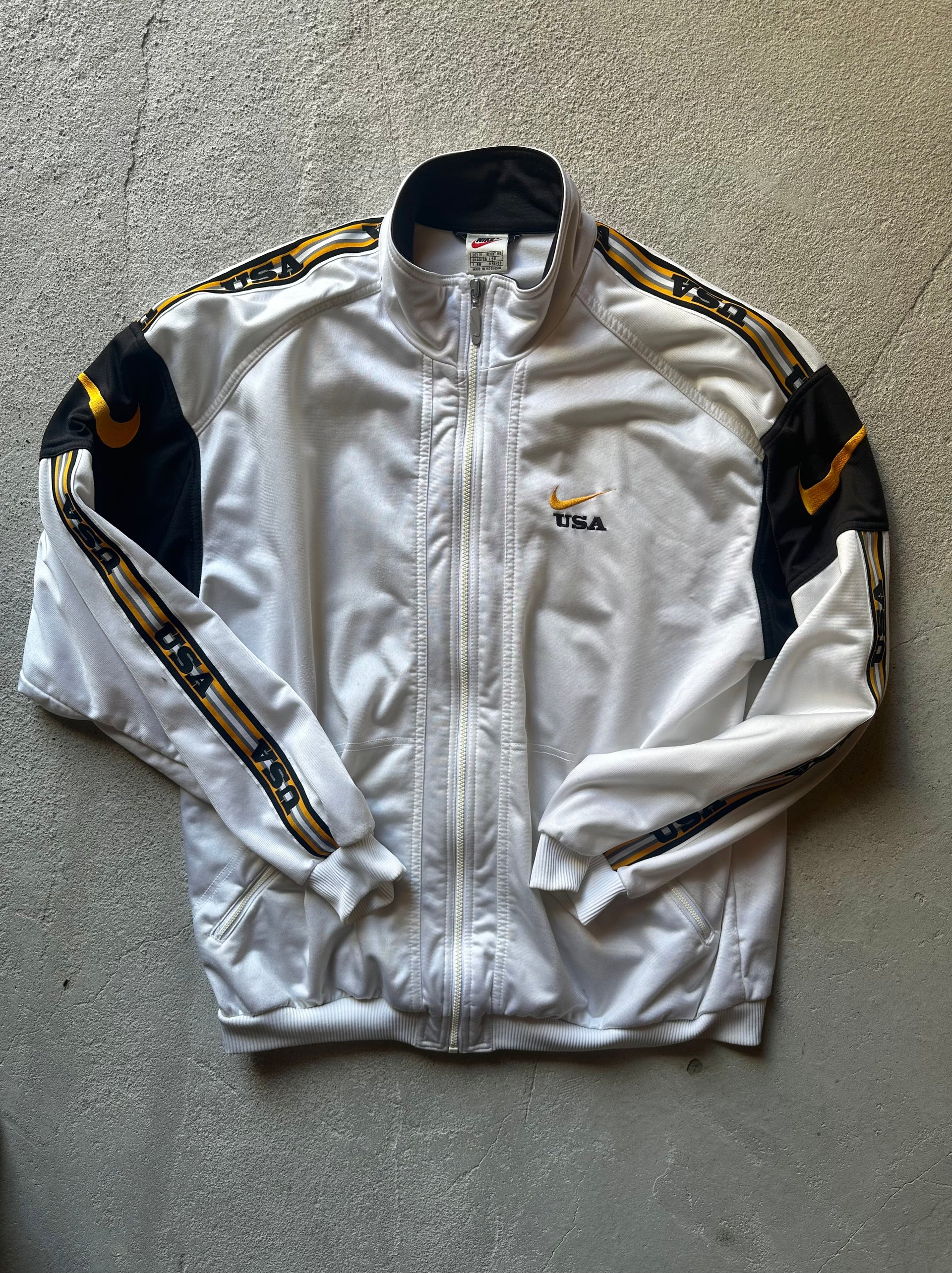 Nike USA Track Jacket – White/Black/Gold | Size L/XL
