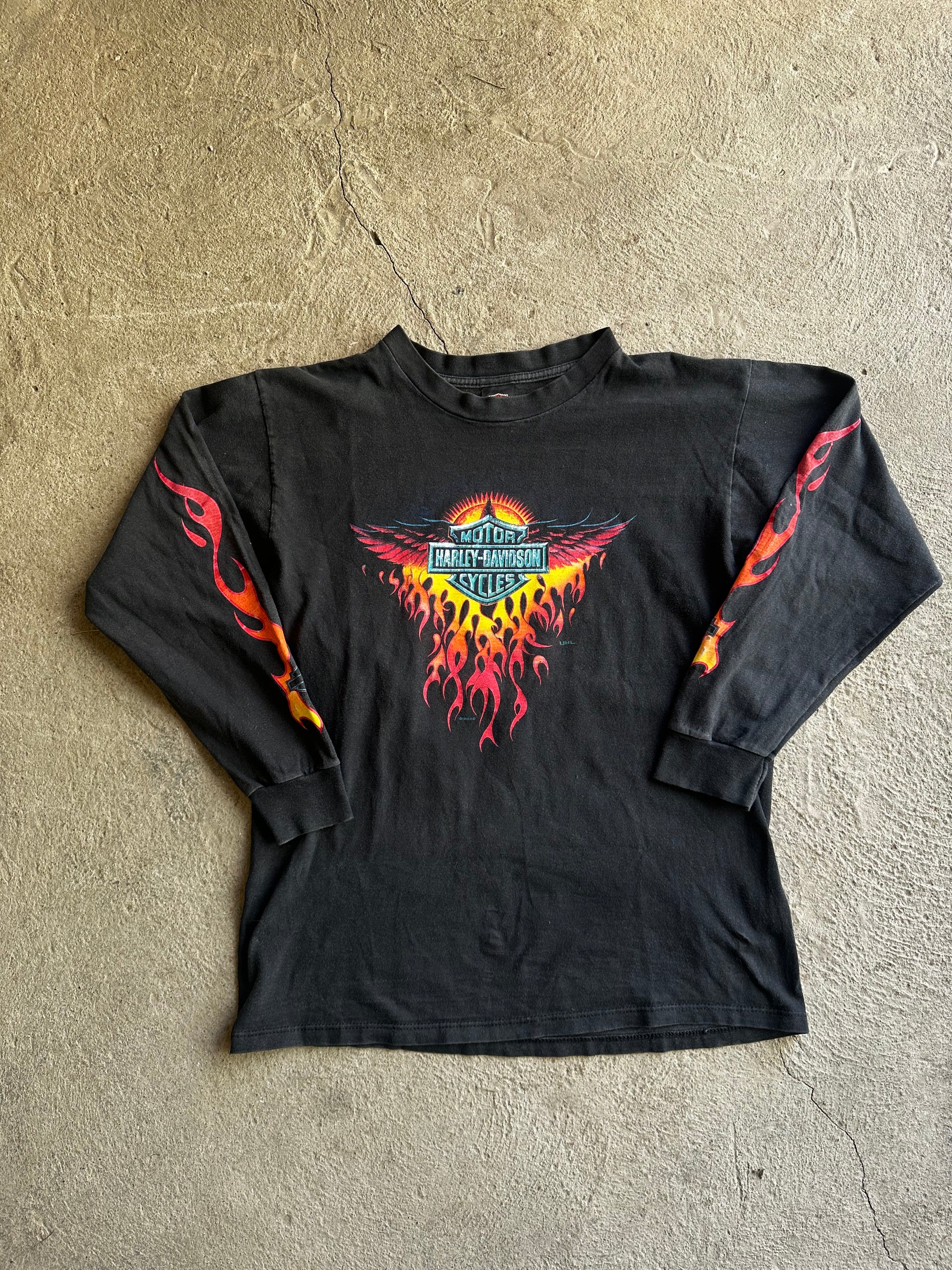 Harley-Davidson Flame Longsleeve 1998 | Made in USA | Size L