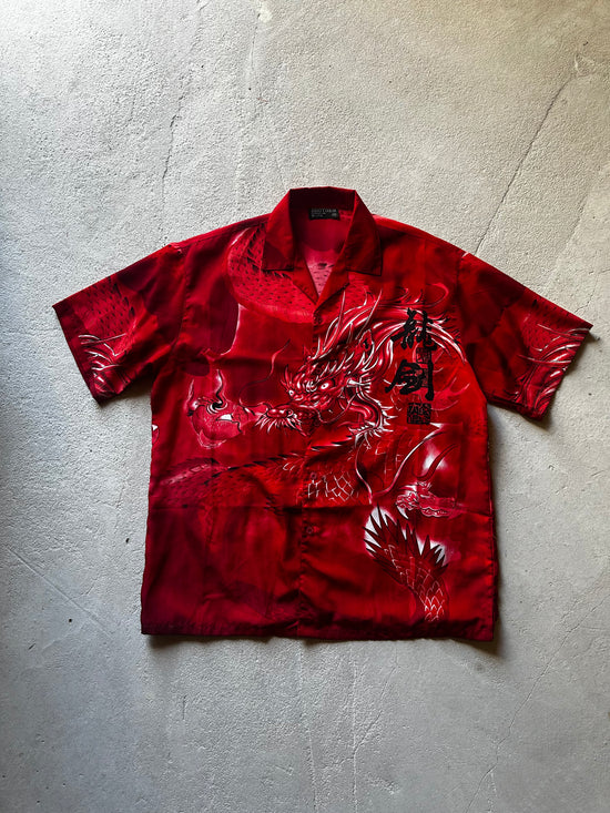 Japanese Red Dragon Button-Up Shirt – Brother | Size L/XL