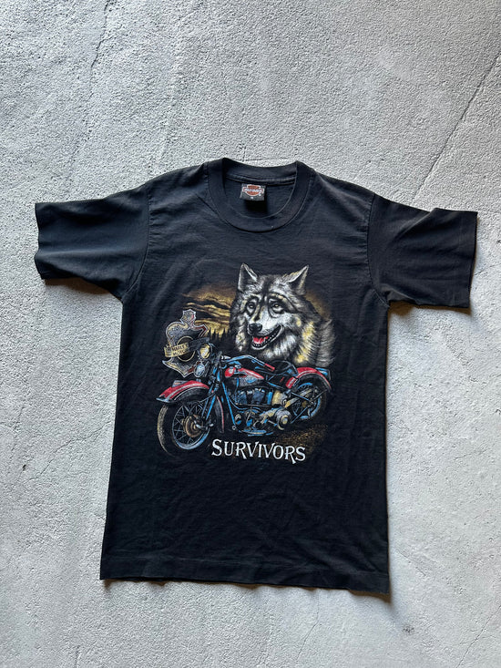 Vintage 90s Harley Survivors T-shirt with iconic 3D graphic print