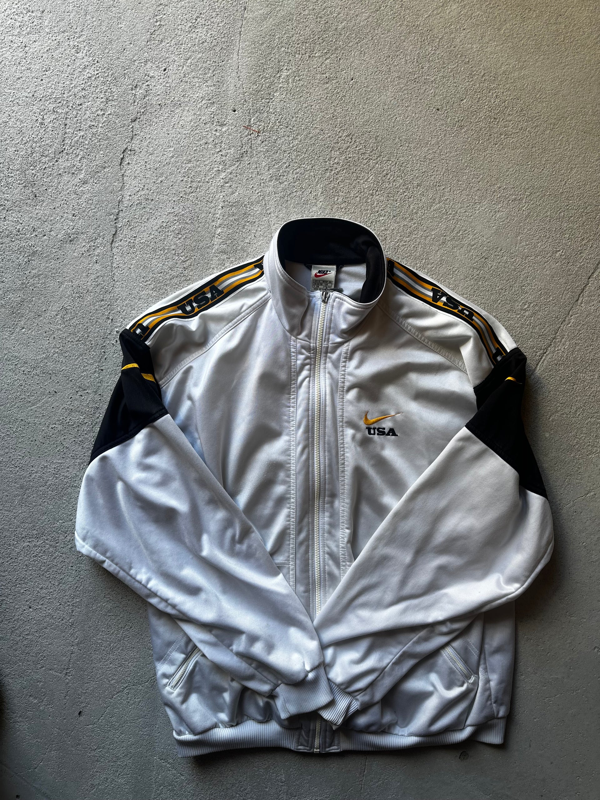 Nike USA Track Jacket – White/Black/Gold | Size L/XL