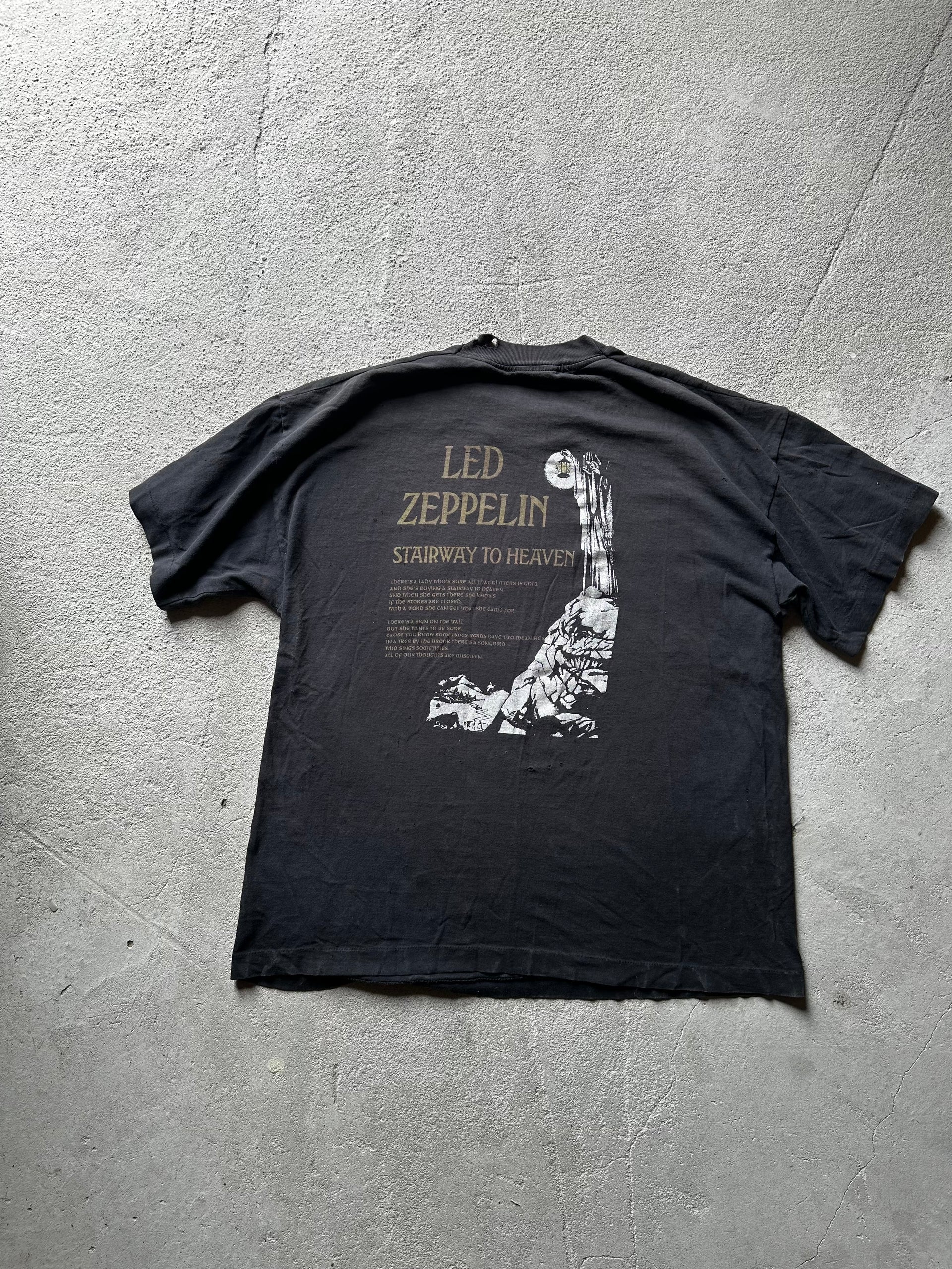 Back print Stairway to Heaven vintage t-shirt faded black single stitch Screen Stars USA 1980s