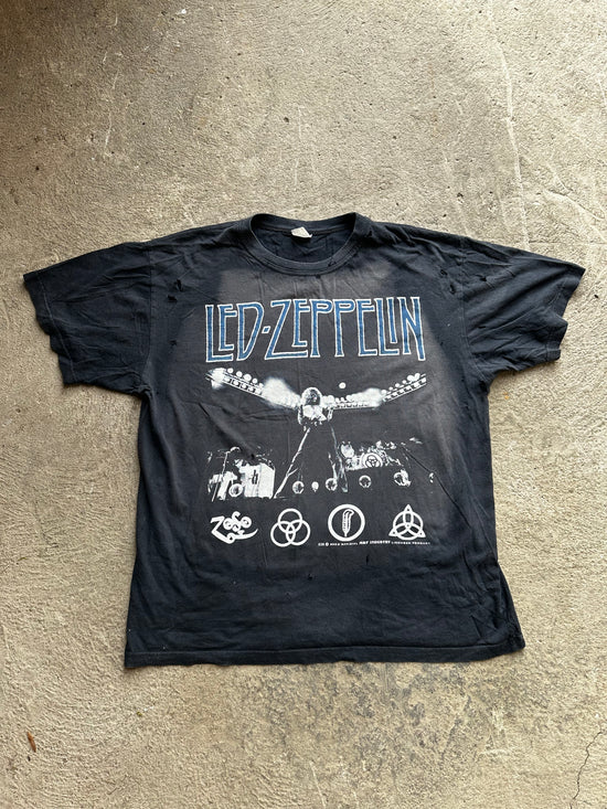 Vintage 2002 Led Zeppelin band t-shirt faded black rock merch size