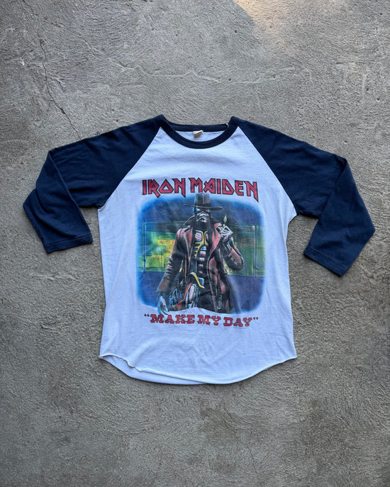 Iron Maiden 1986 Raglan “Make My Day / Stranger in a Strange Land” | Size L