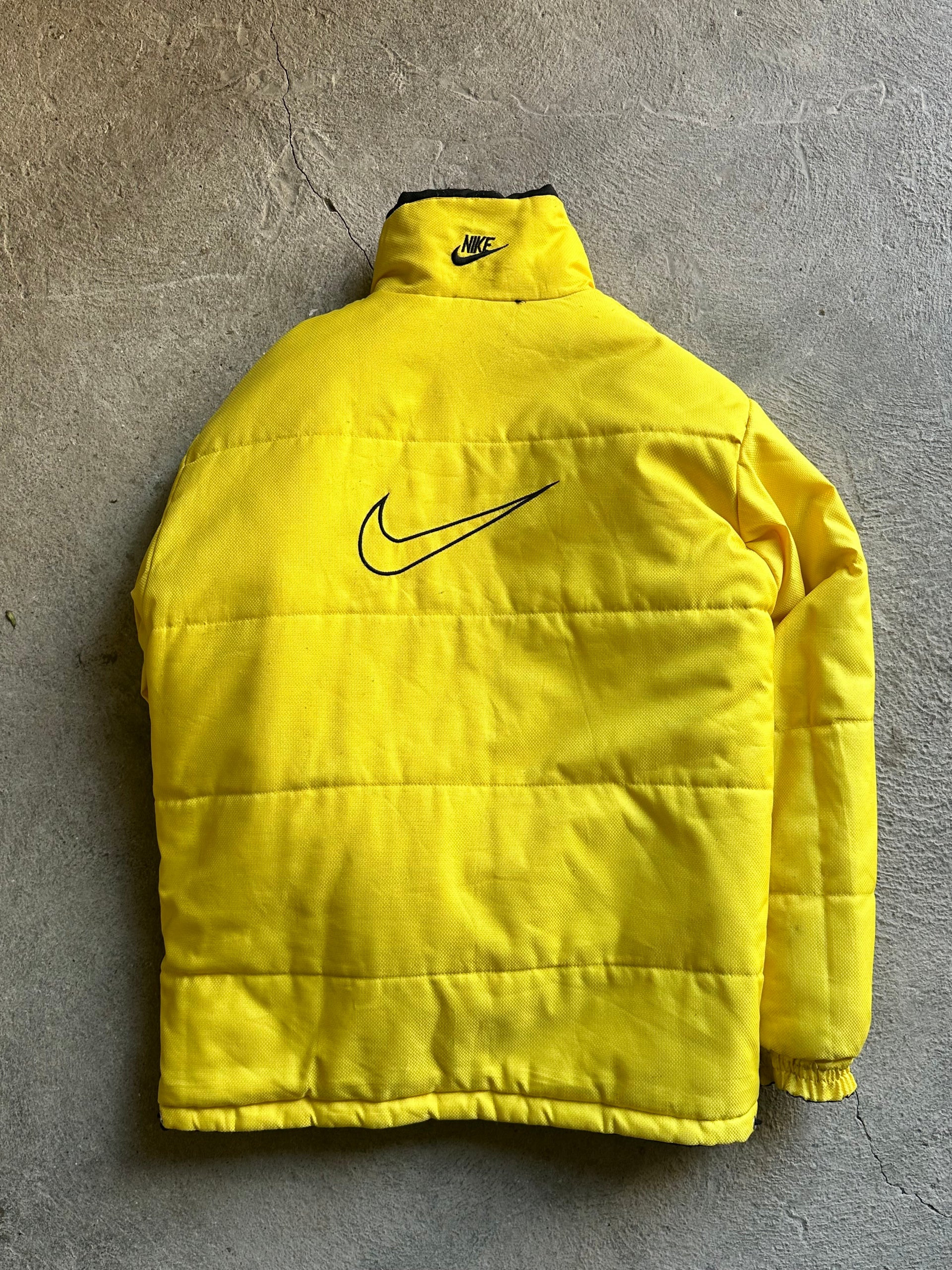 Vintage Nike Reversible Puffer Jacket Yellow/Black | Size XL