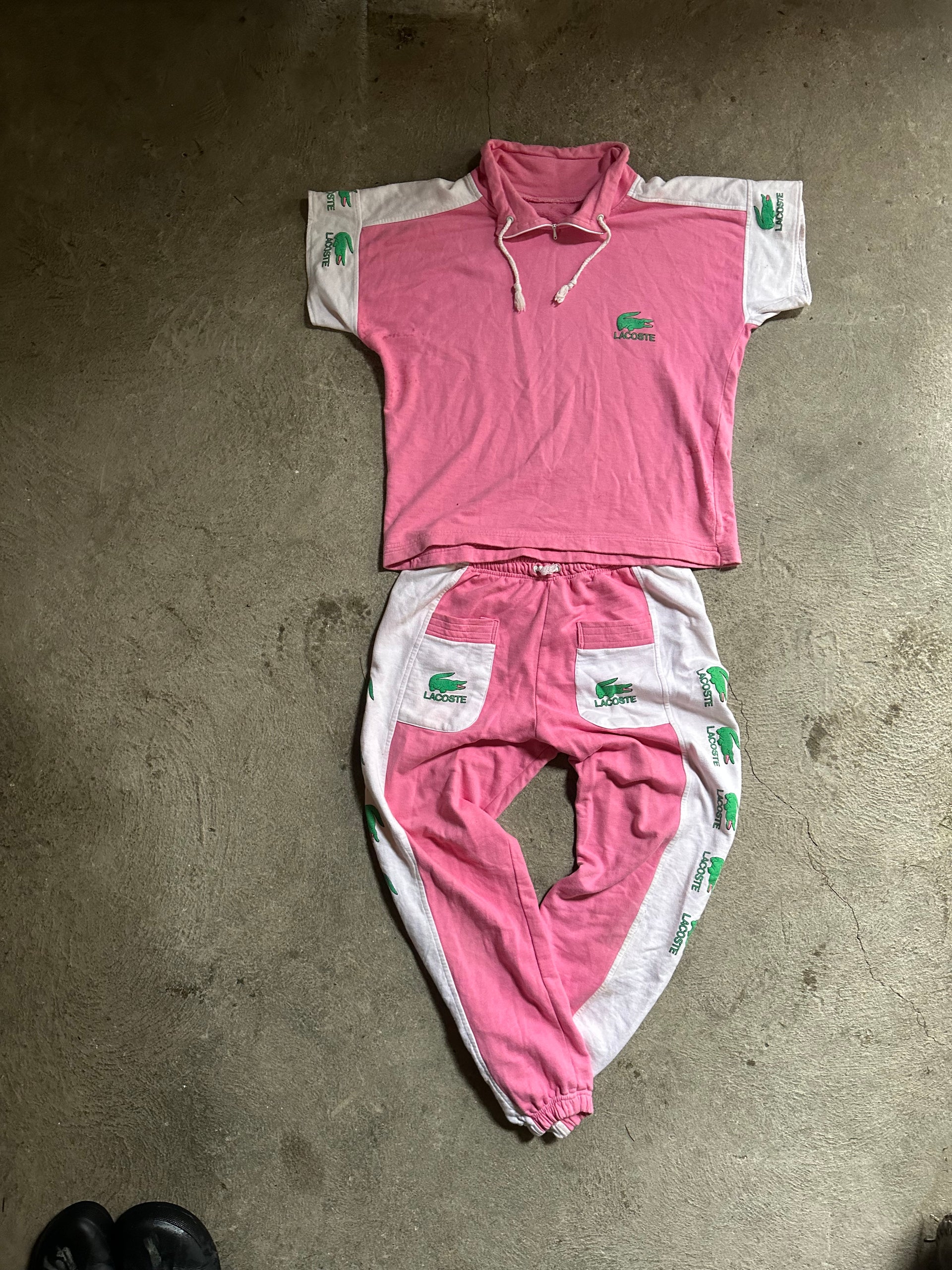 Vintage Lacoste Pink Tracksuit Set | Size L/XL