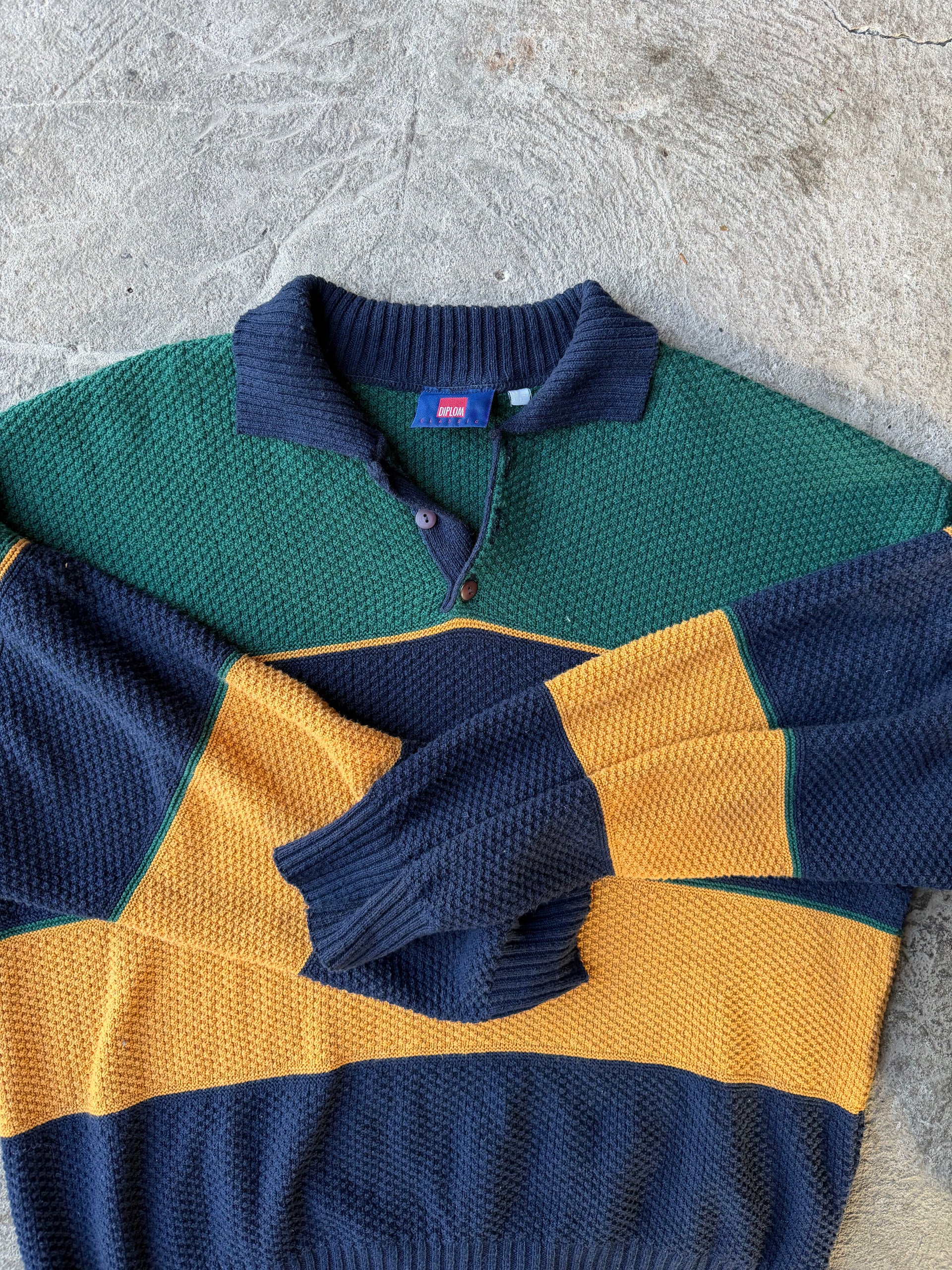 90s Cotton Knit Rugby Polo | Size XL