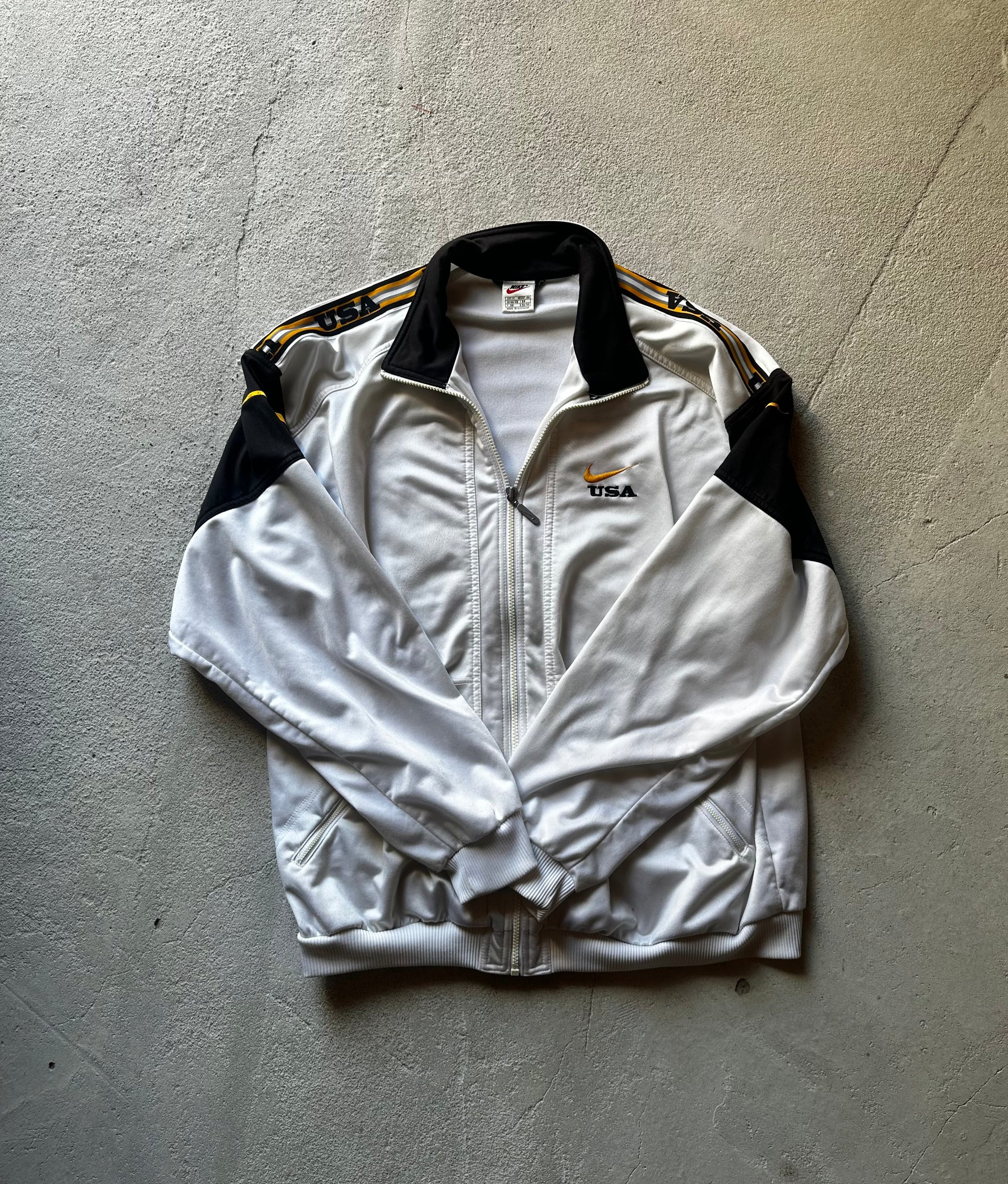 Nike USA Track Jacket – White/Black/Gold | Size L/XL