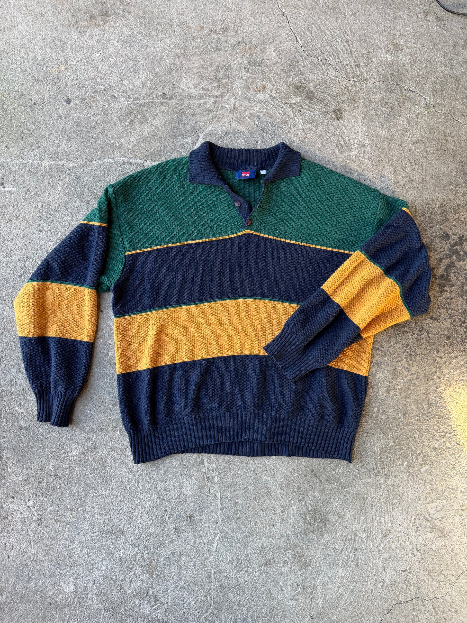 90s Cotton Knit Rugby Polo | Size XL