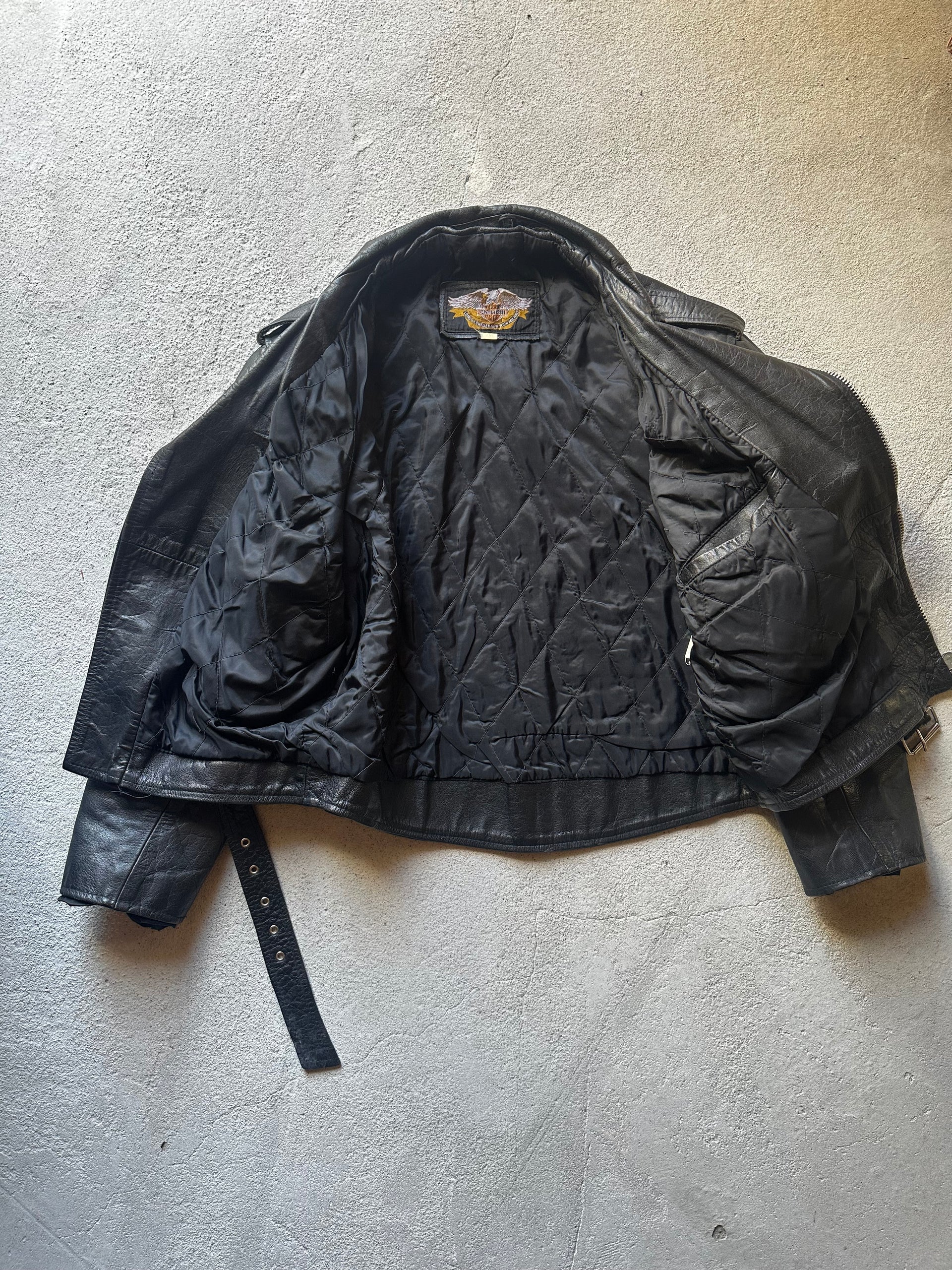 80s Leather NYC Biker Jacket – Black | Size L/XL