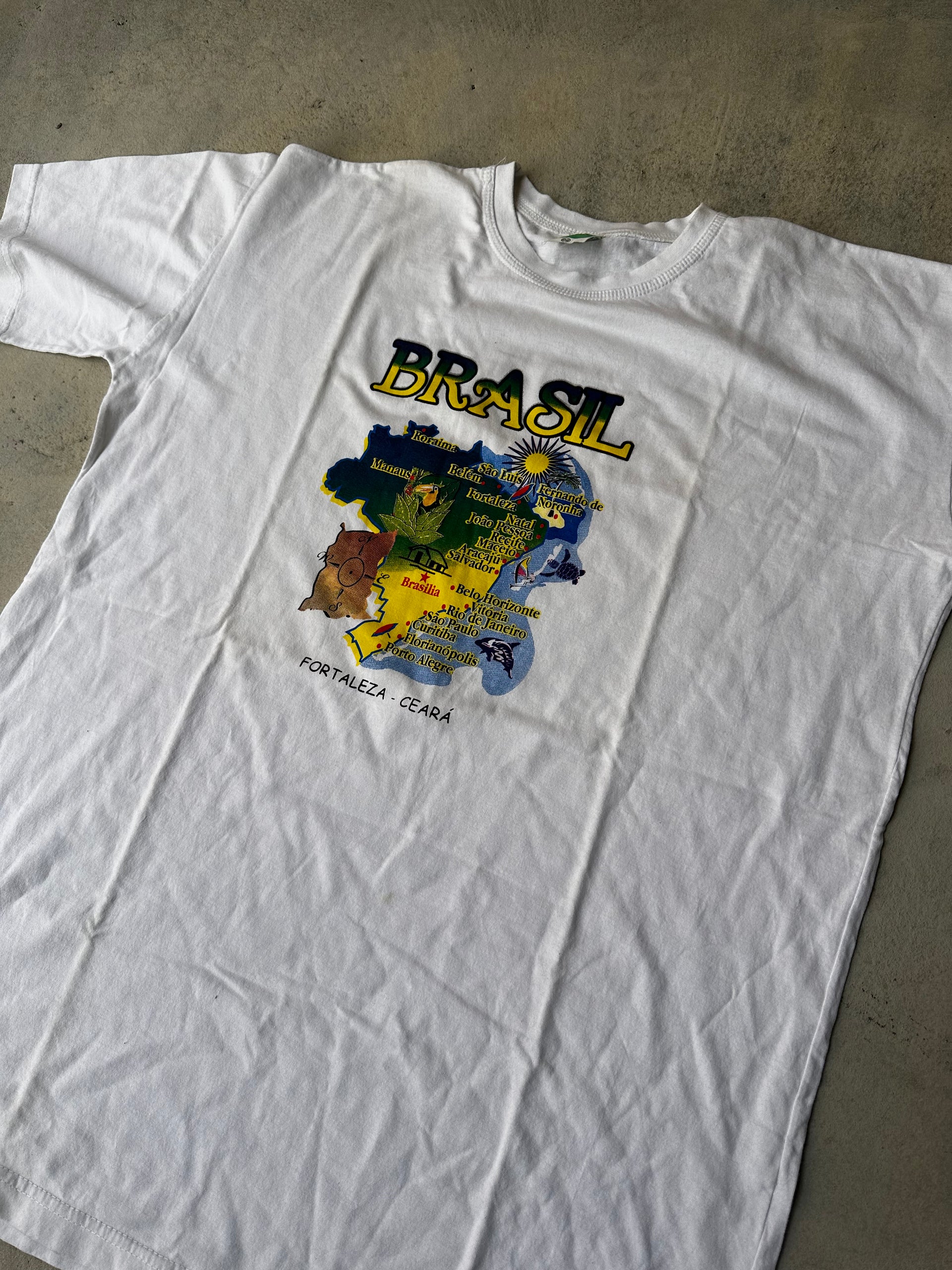 White Brazil Fortaleza map T-shirt – Classic travel souvenir.