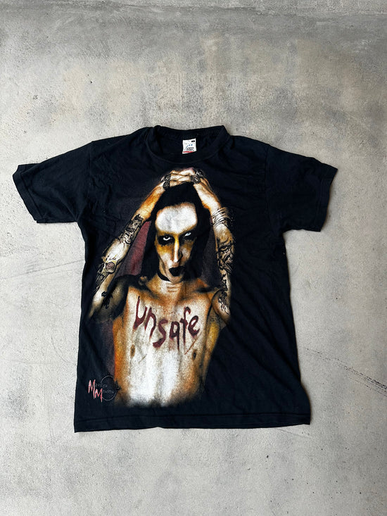 Rare ManSoon Screen Stars tee with “Unsafe” print and tattooed figure