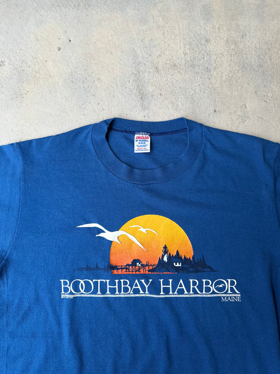 Retro Jerzees by Russell T-shirt with seagull and sunset print.