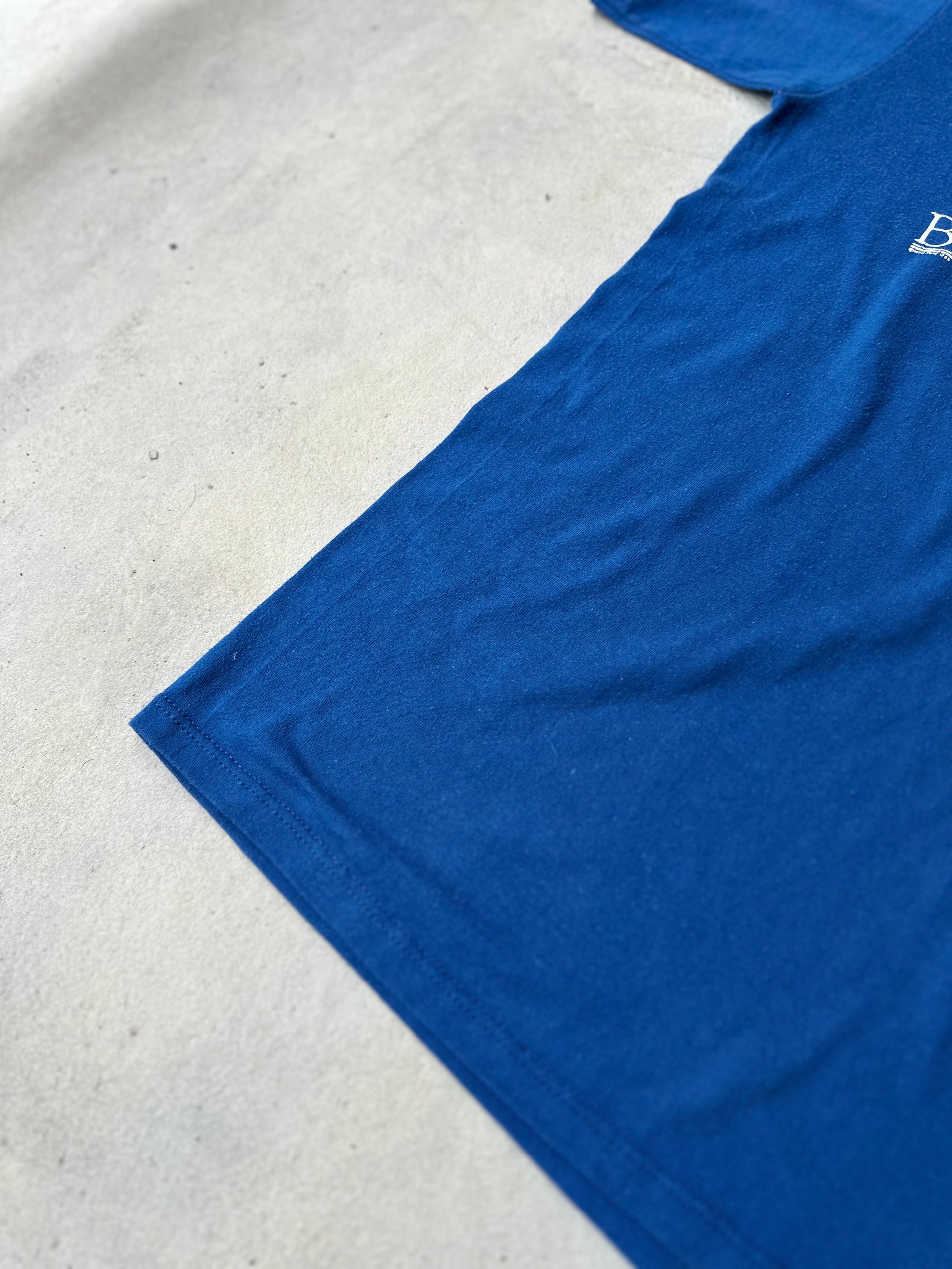 Vintage Boothbay Harbor Maine T-shirt in royal blue.