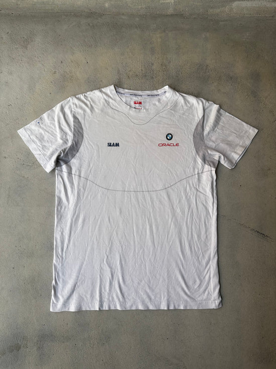 White Slam Oracle Racing T-shirt with embroidered logos