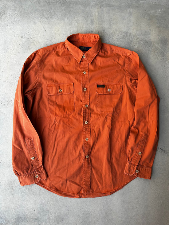 Vintage Ralph Lauren western shirt in faded burnt orange with a rugged patina
