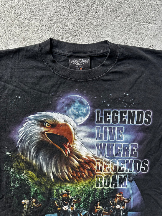 Legends Live Where Legends Roam T-Shirt – Vintage Biker Graphic (Size M)