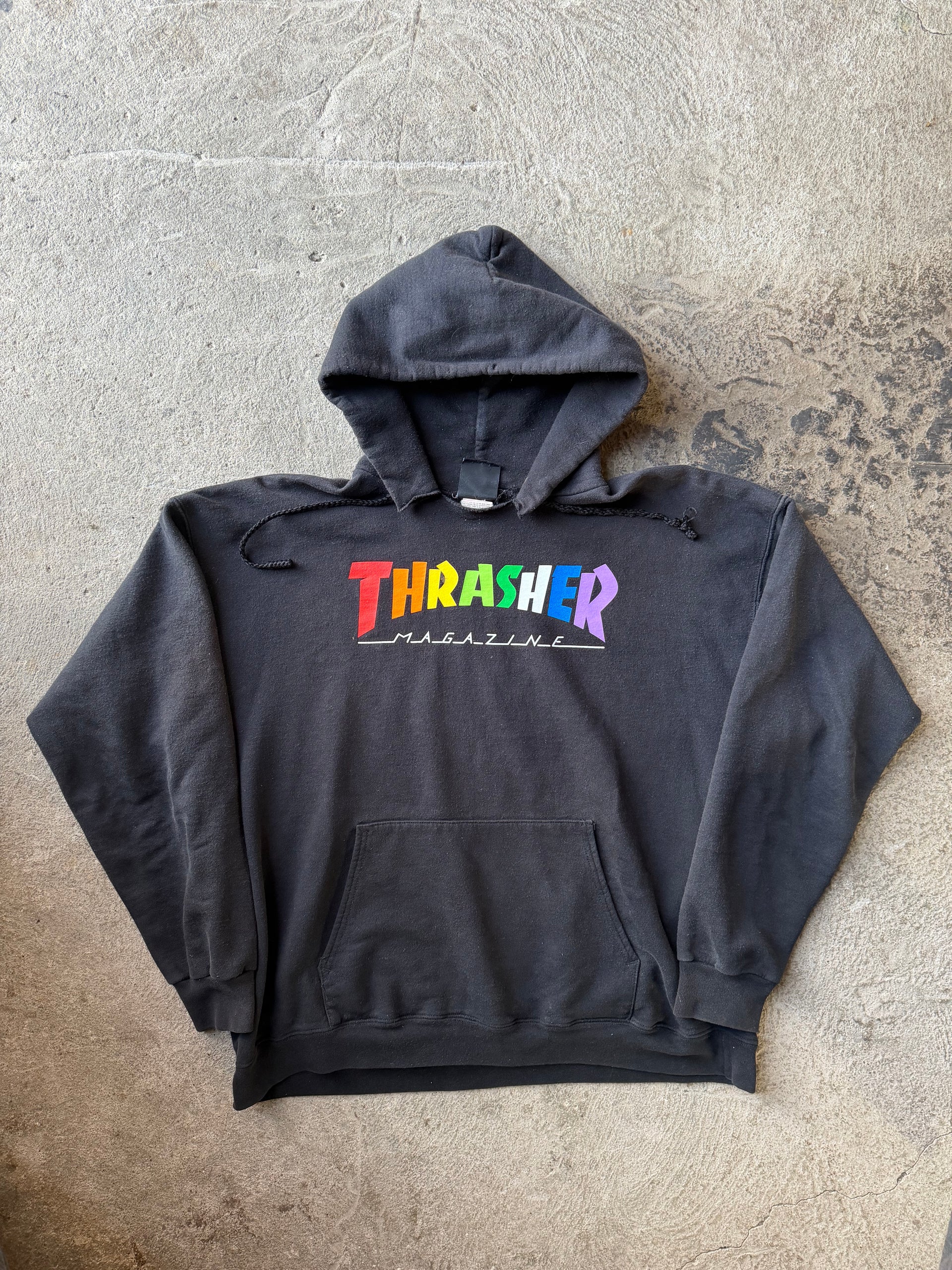 2010s Thrasher Magazine Rainbow Logo Hoodie | Size L