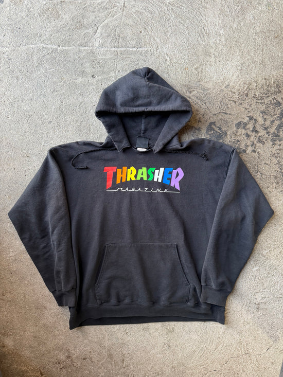 2010s Thrasher Magazine Rainbow Logo Hoodie | Size L