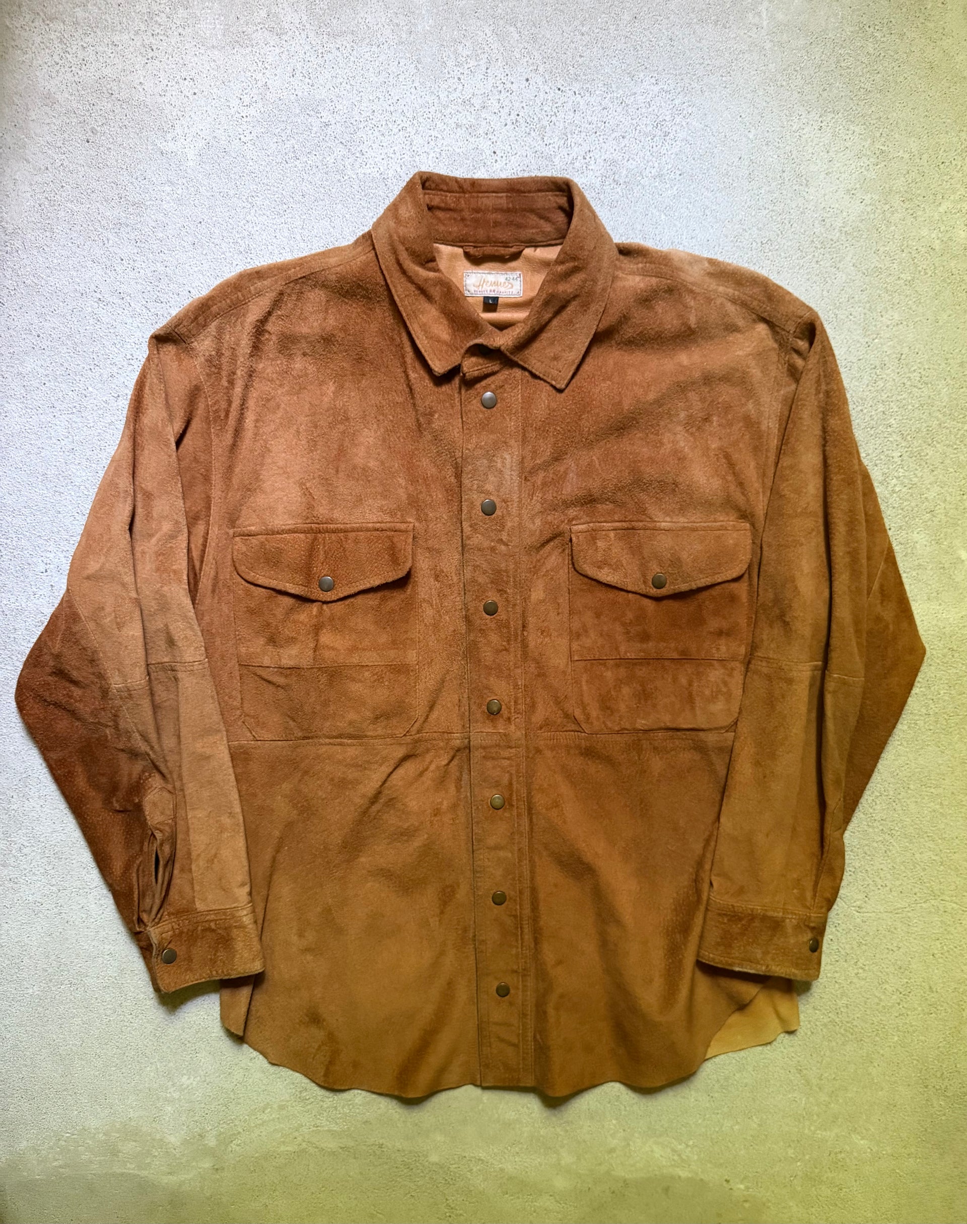 90s Brown Suede Leather Overshirt | Size L