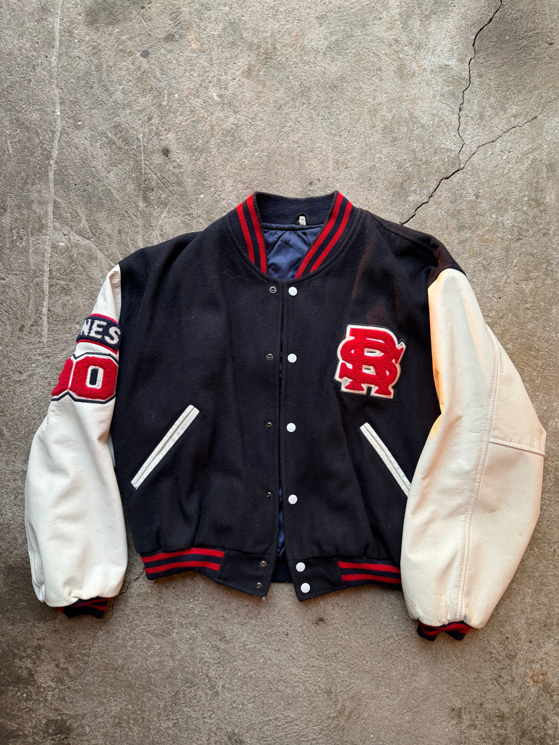 90s Rolling Stones Varsity Leather Jacket | Size XL
