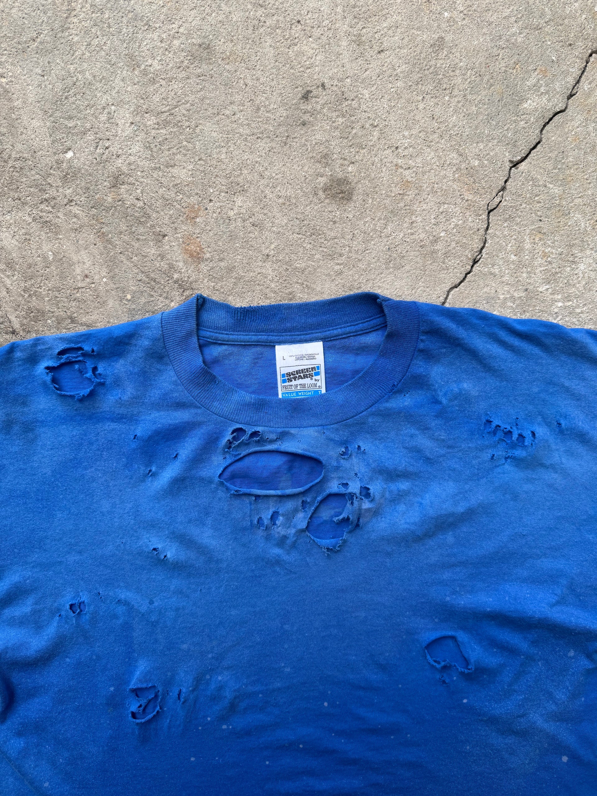 90s Blank Faded Distressed T-Shirt | Size L