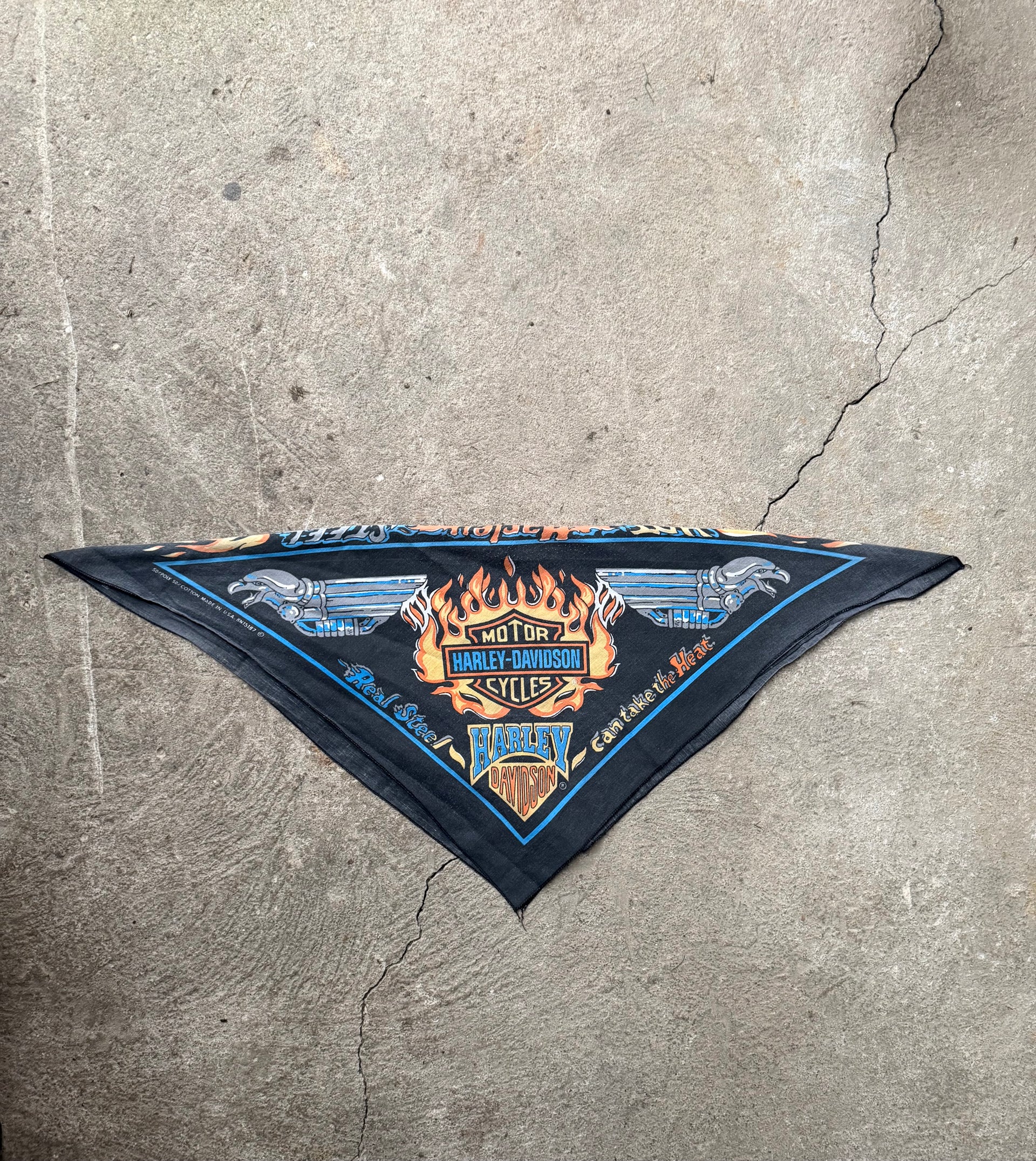 80s Harley-Davidson Flame Logo Bandana | Made in USA