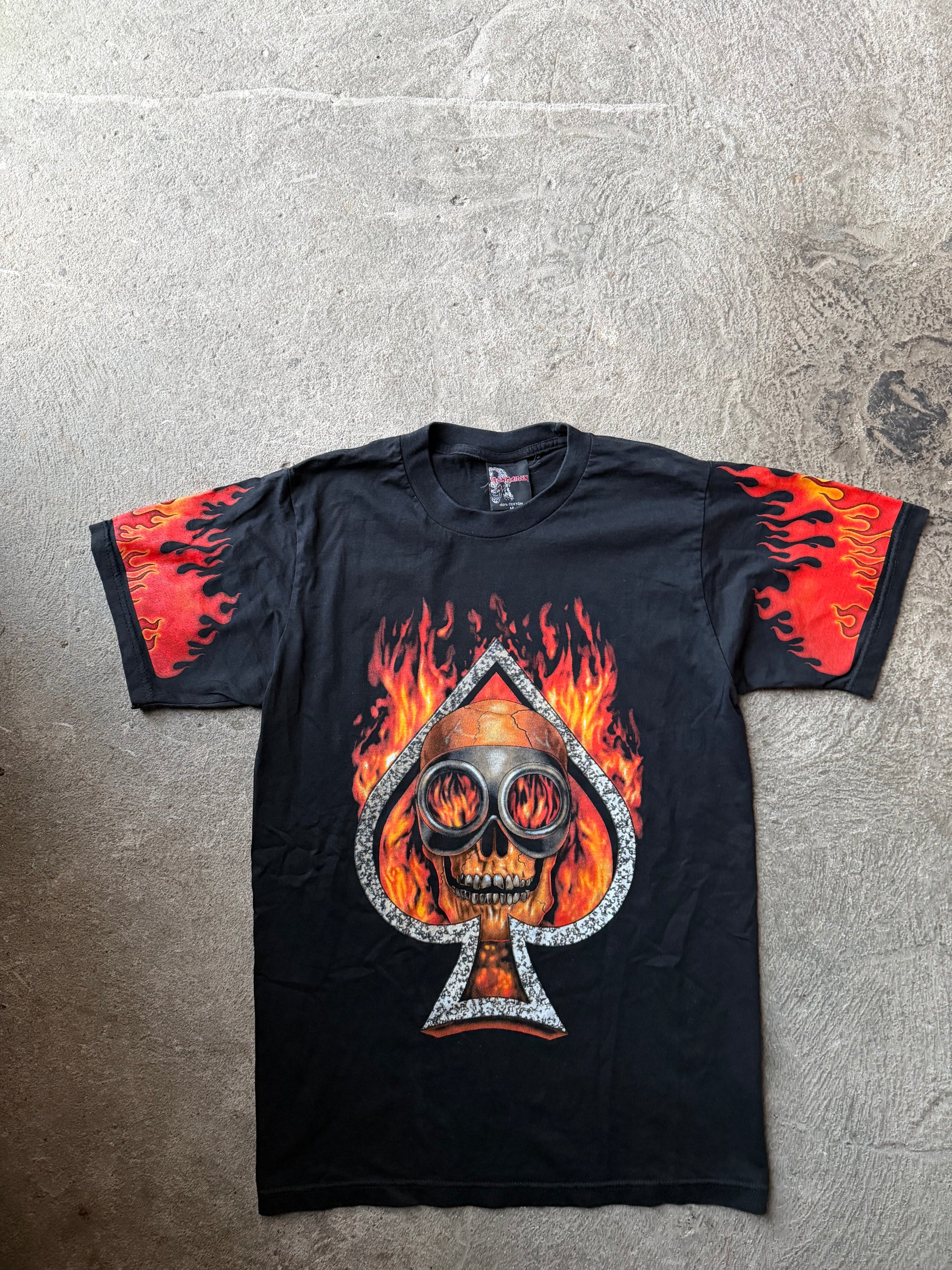 00s Flame Skull Ace Tee | Size M