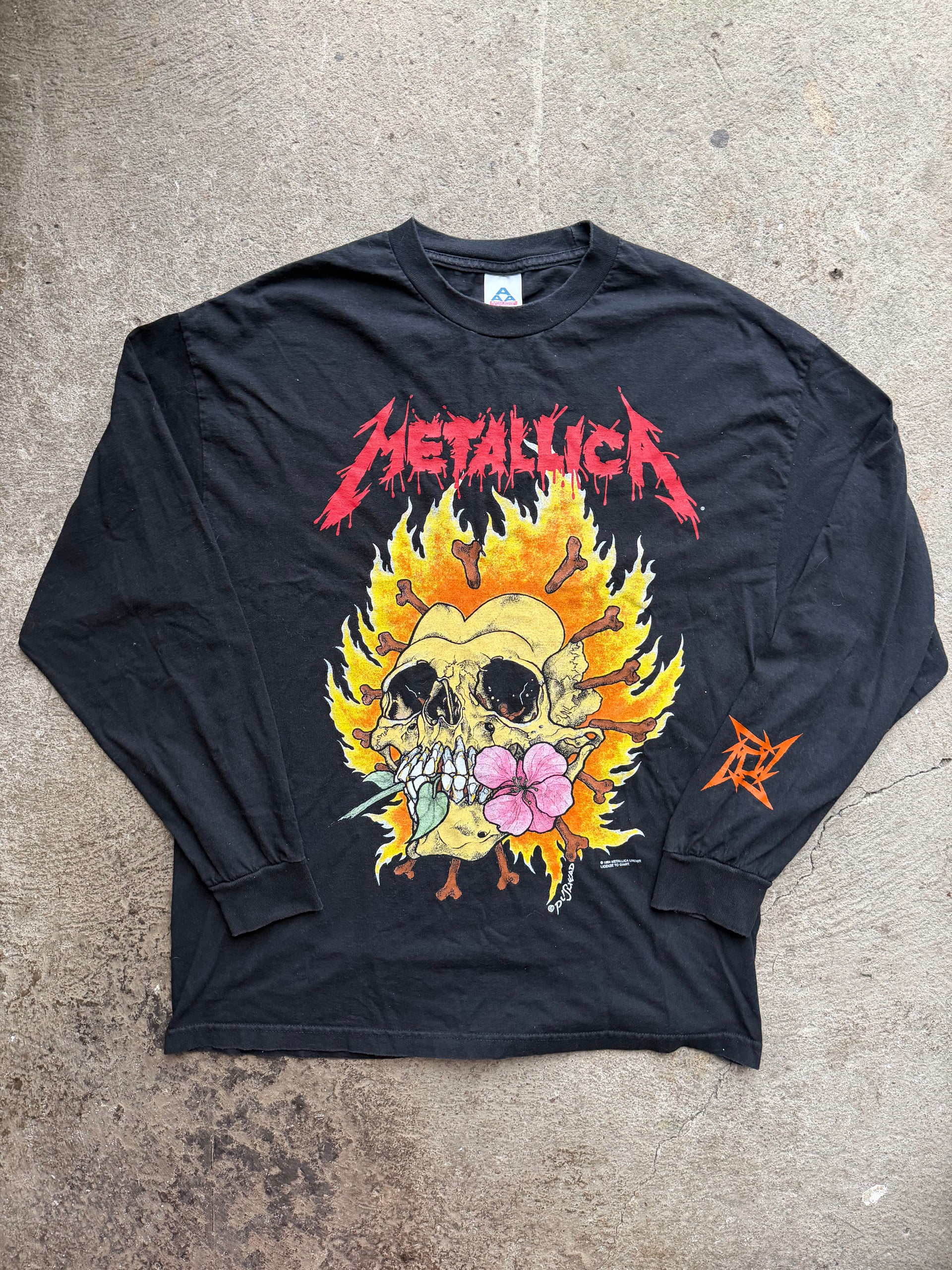 90s Metallica Pushead Flaming Skull Longsleeve | XL