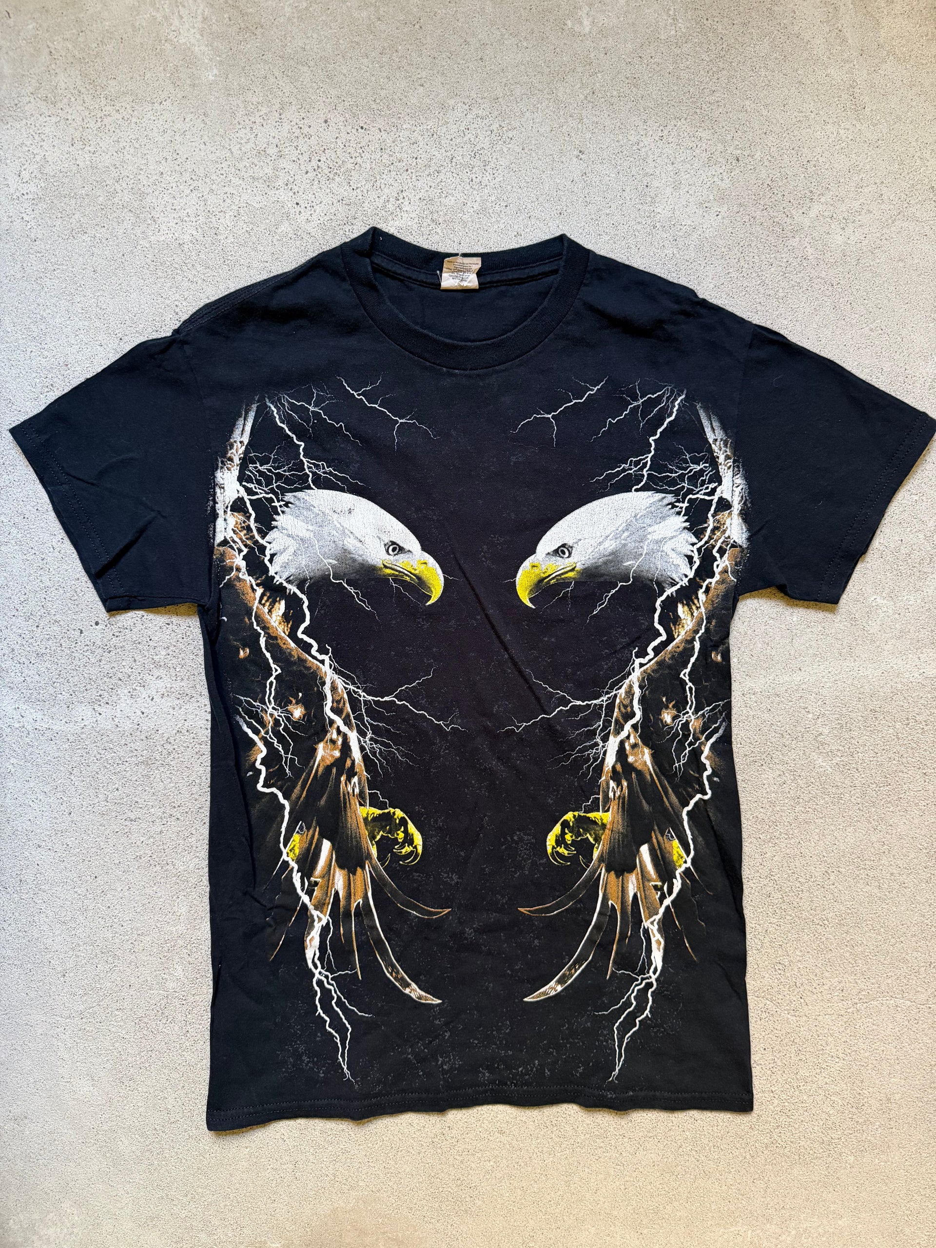 2000s Eagle Lightning All Over Print Tee | Size S