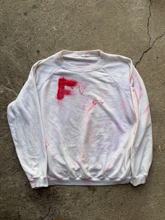 80s Blank Raglan Sweatshirt with Paint Wear | Size M