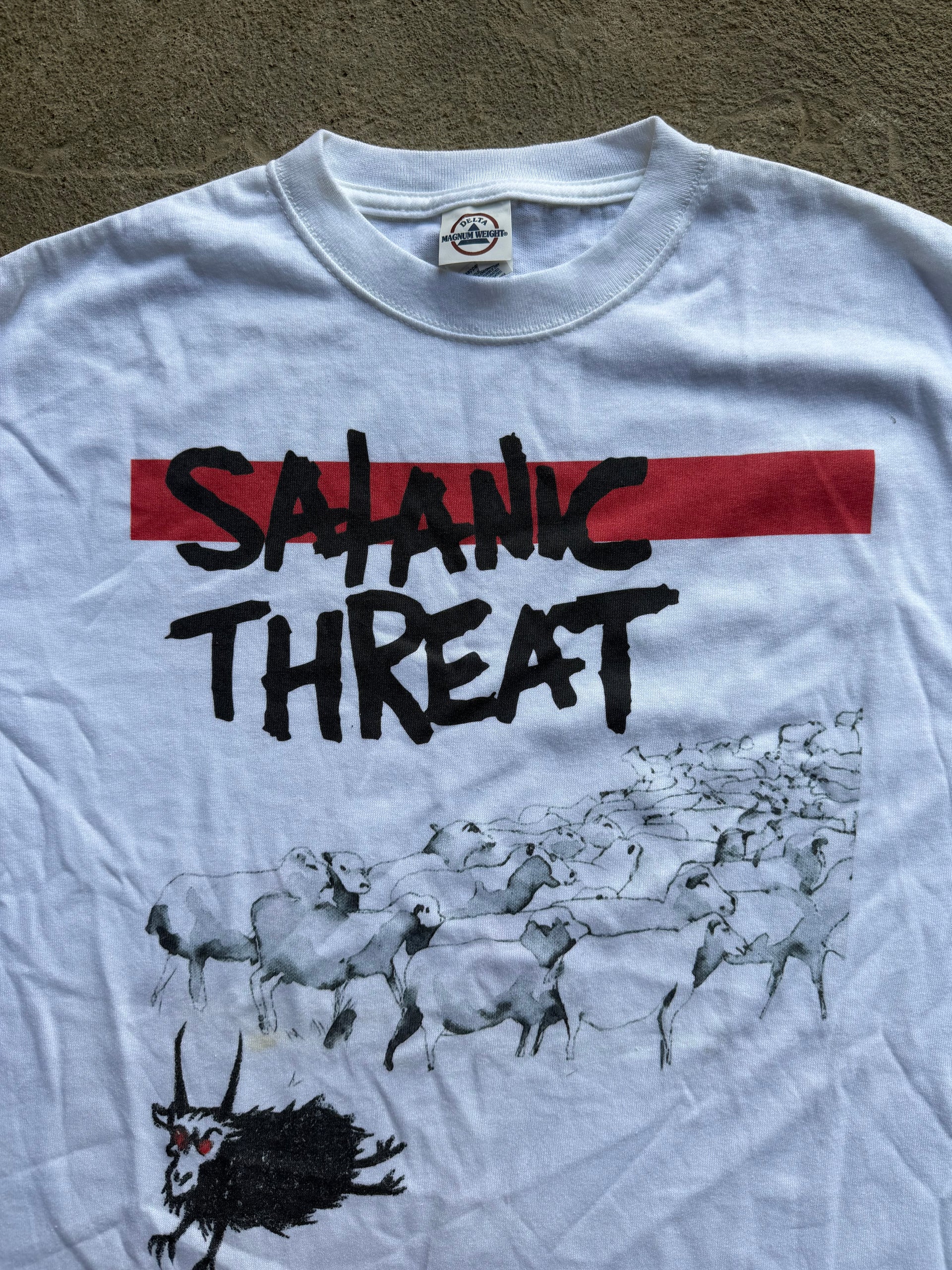 00s Satanic Threat “Sheep & Jesus” Double-Sided Tee | Size L