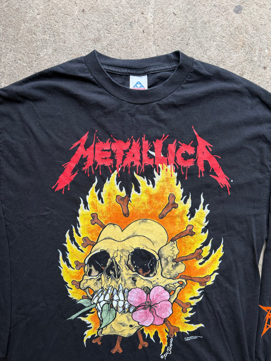 90s Metallica Pushead Flaming Skull Longsleeve | XL