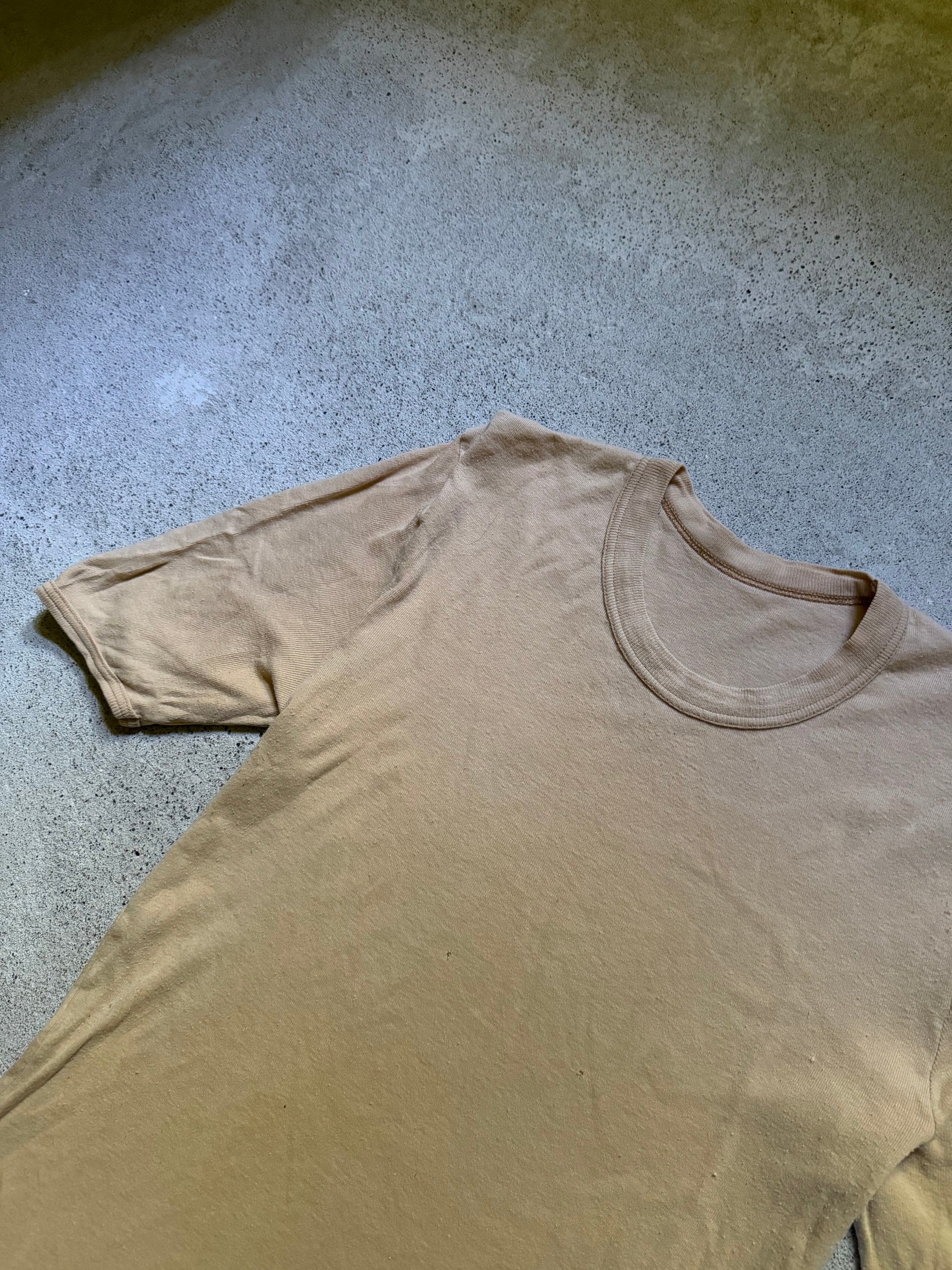 70s Beige Ringer Tee | Size L