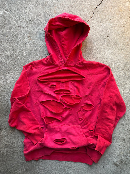 90s Carhartt Faded Red Distressed Hoodie | Size L
